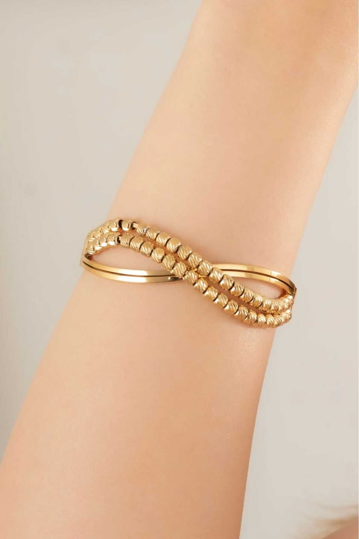 Butik Çelik Dorikalı Gold Bileklik