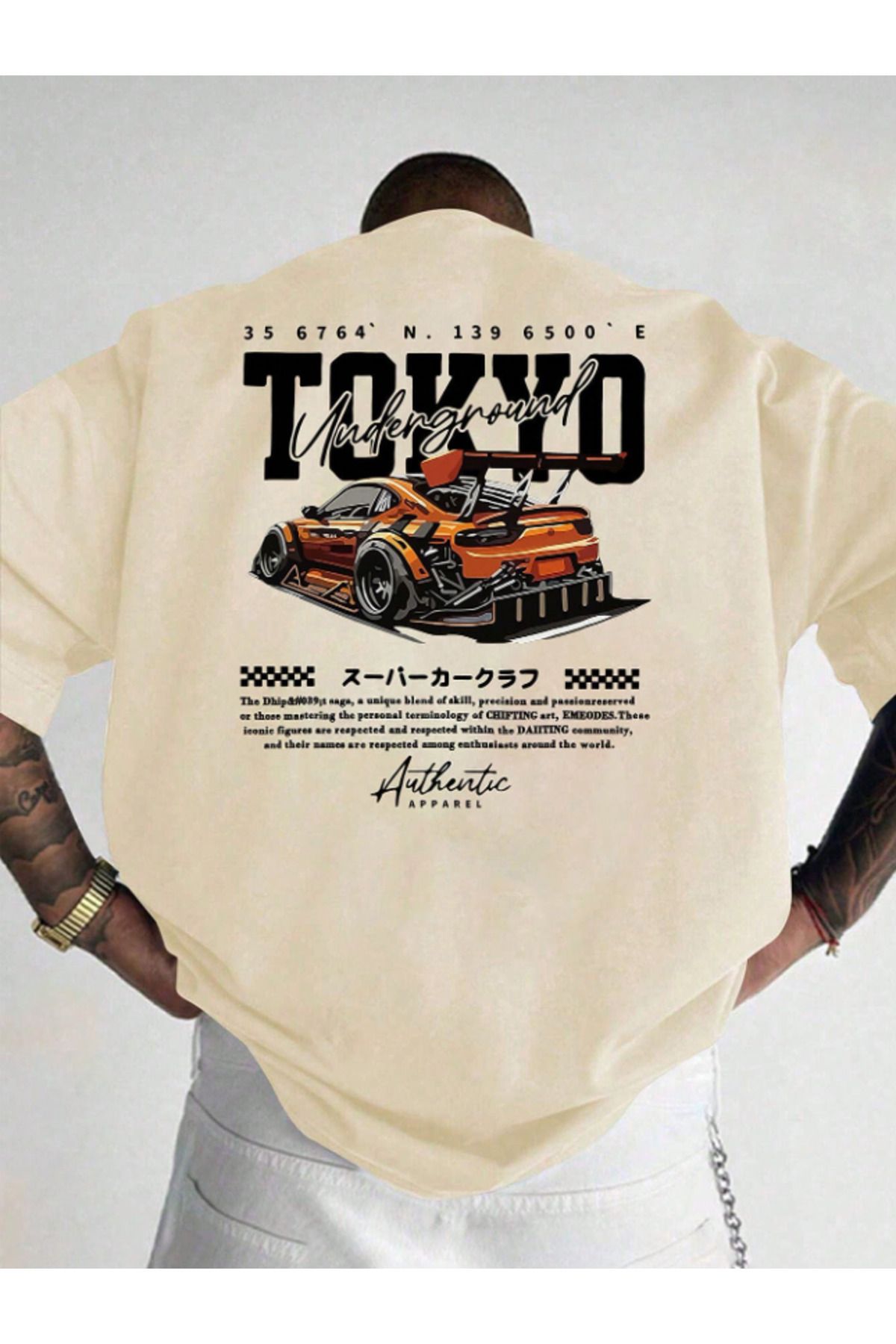 Framgan Erkek/Kadın TOKYO DRİFT Detaylı Özel Baskılı Günlük Kısa Kol Bisiklet Yaka T-Shirt