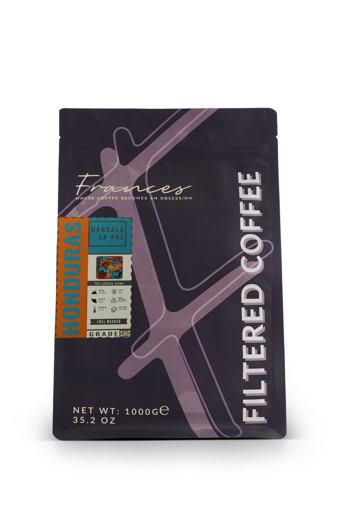FRANCES Honduras Marcala La Paz Çekirdek Filtre Kahve 1KG