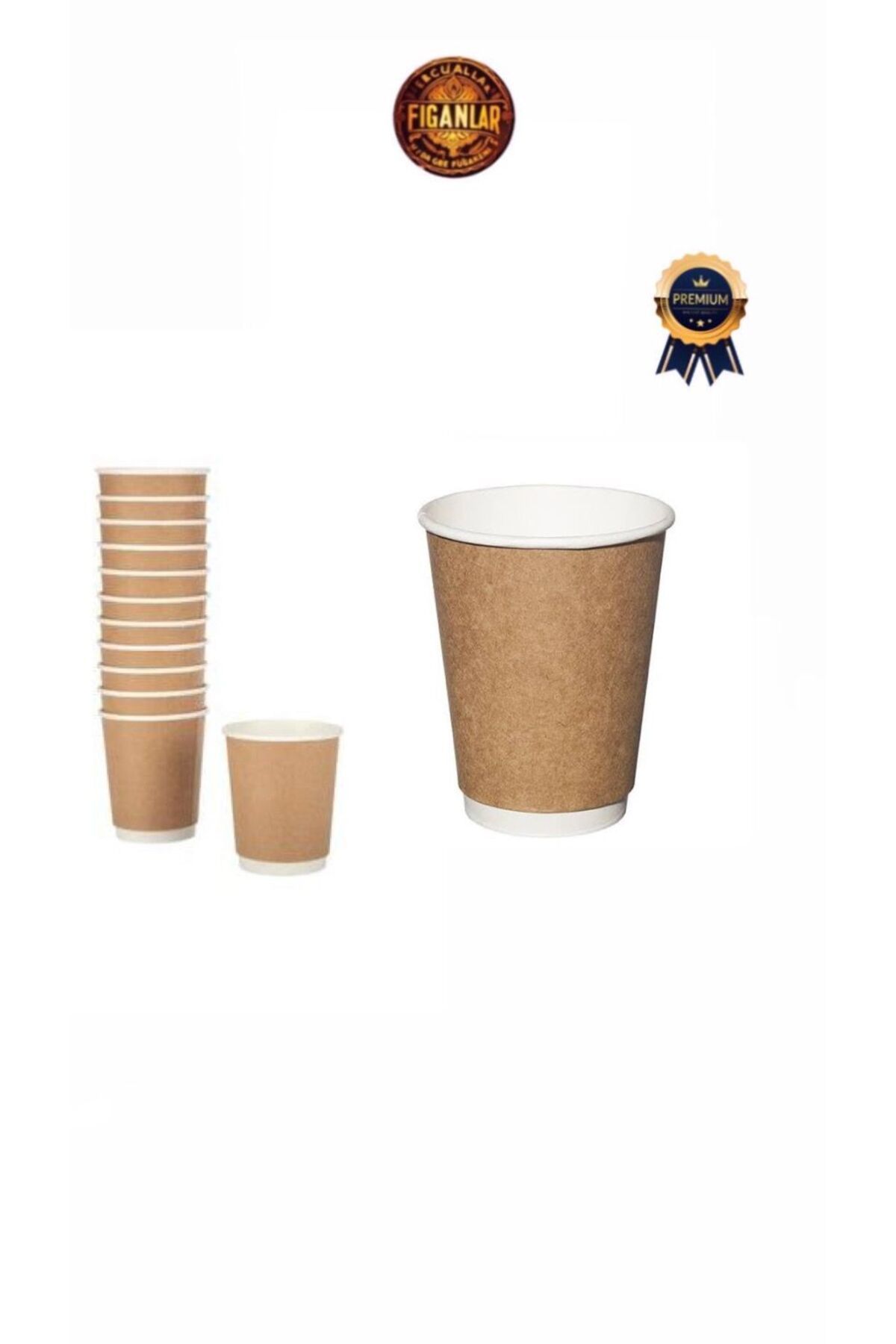 figanlar ambalaj 500 Adet(1 Koli) Double Wall(Çift Katlı) Kraft Karton Bardak Kapaksız 8 oz 220cc