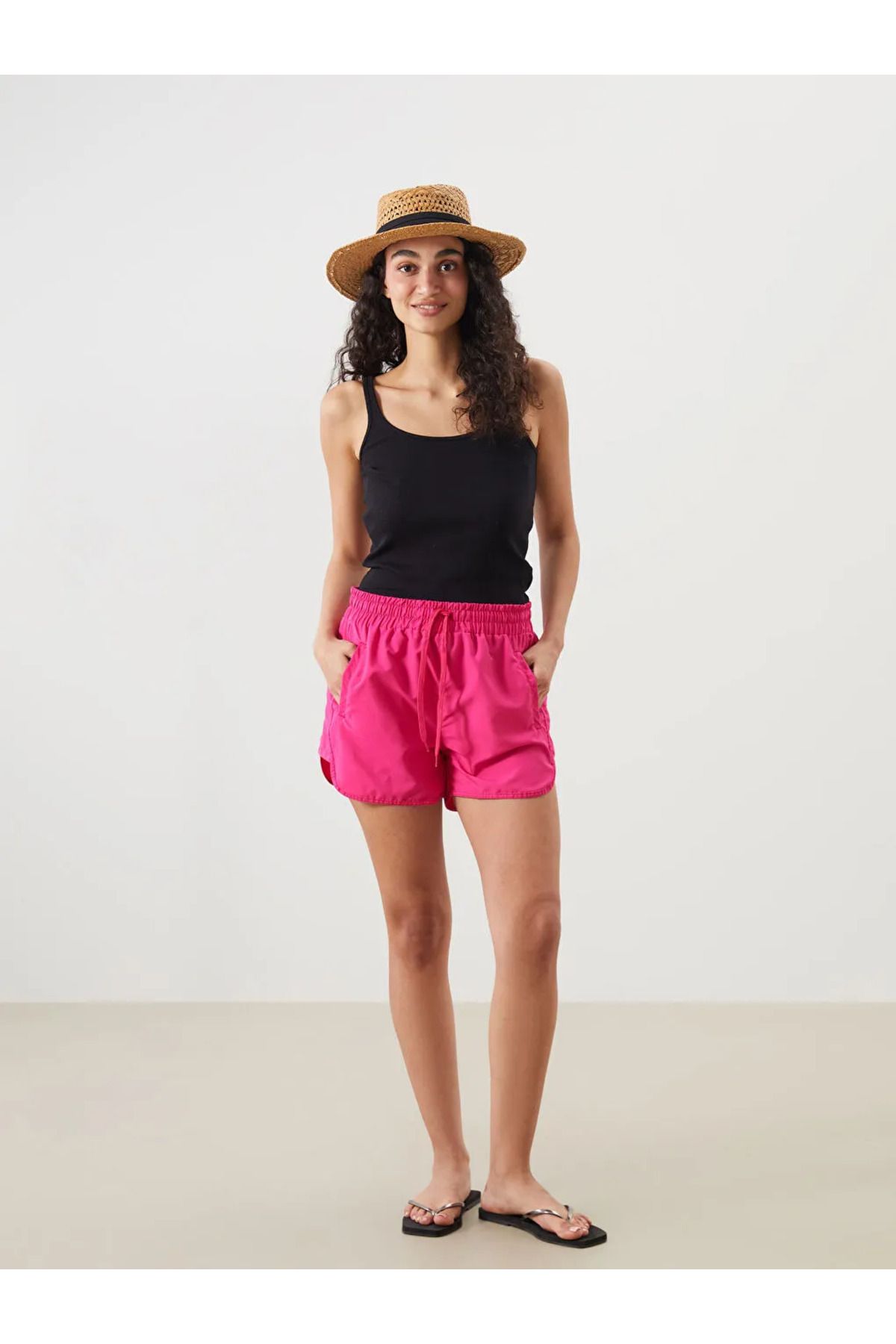 LC Waikiki-Lcw Dream Fuchsia Women's Swim Shorts with Elastic Waist 1
