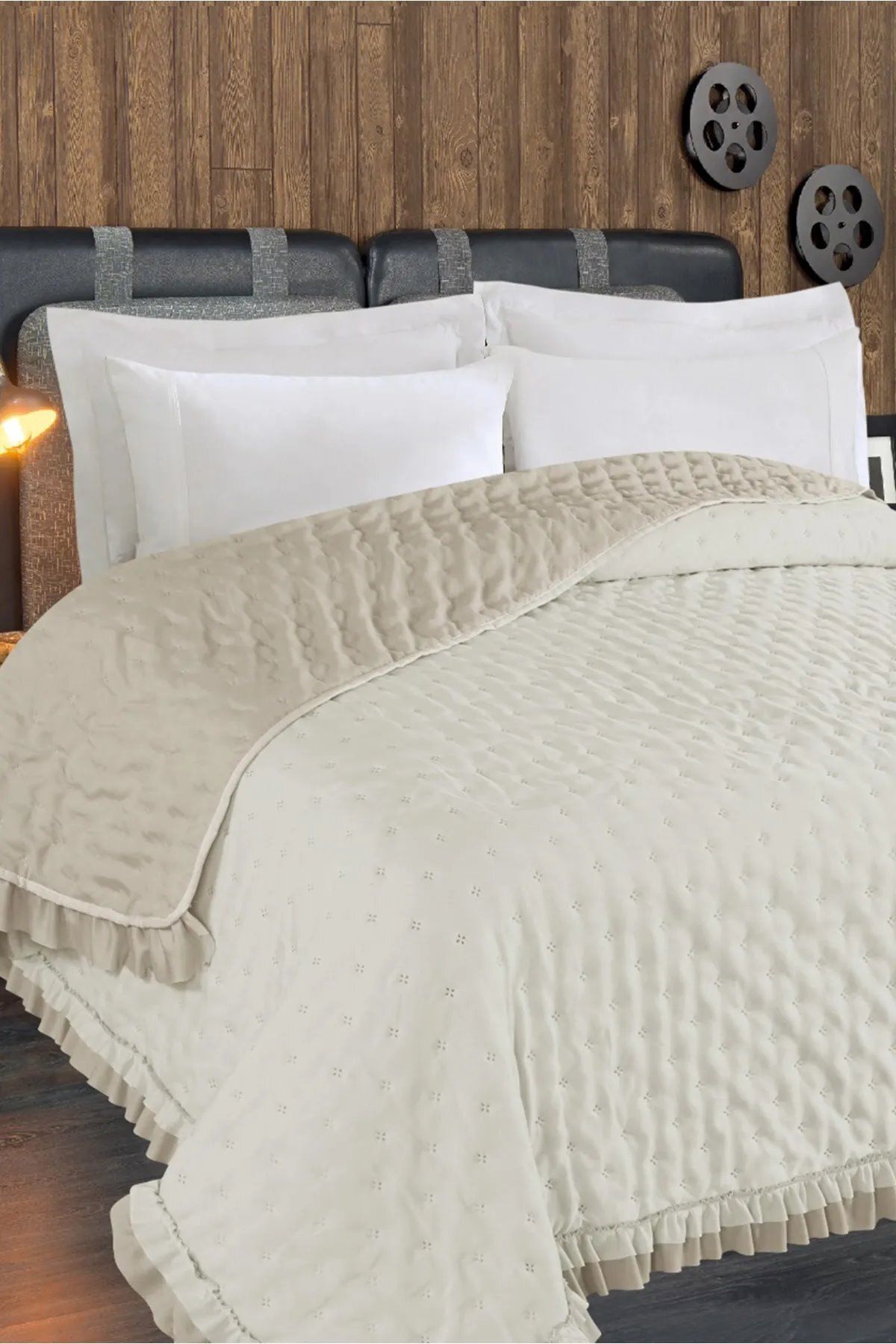 Bikaya Home Adriana Fırfırlı Çift Kişilik 200x220 Cm Yatak Örtüsü - Yastık Kılıfsız
