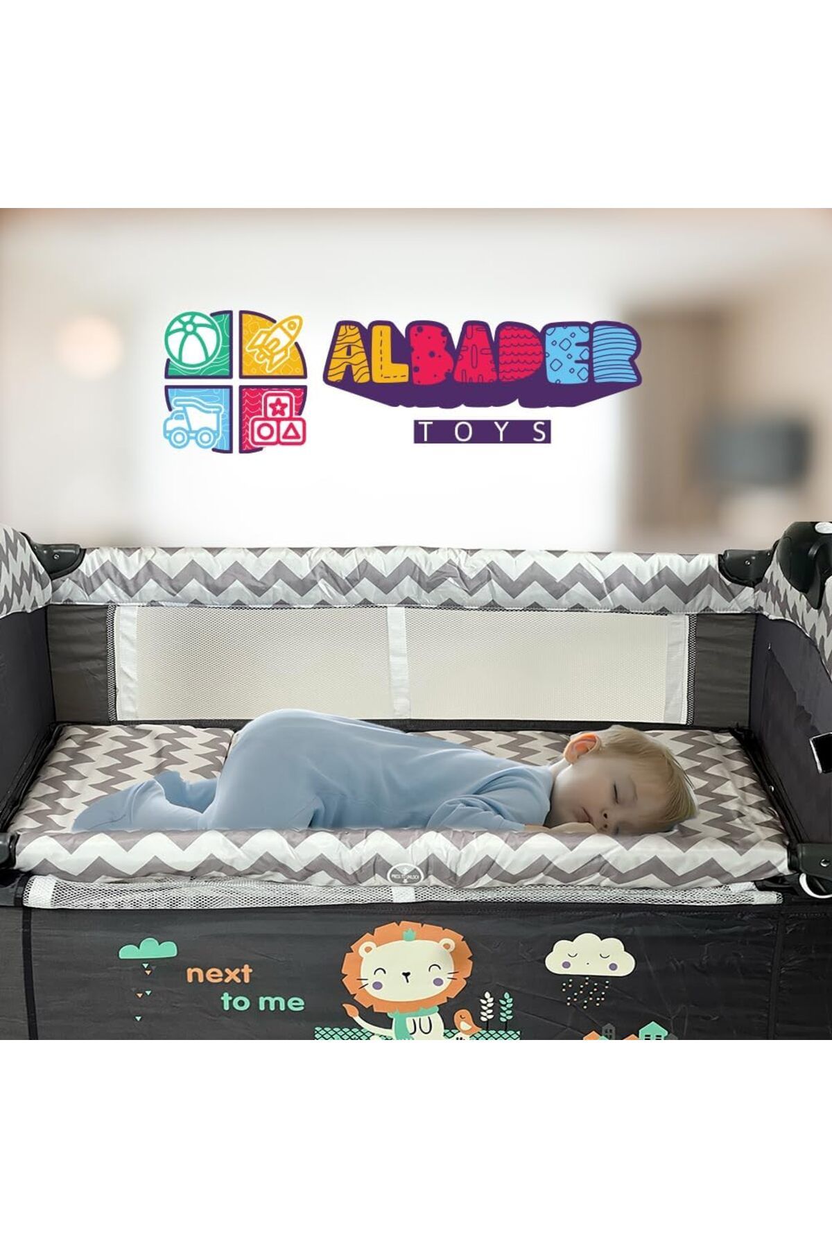 ALBADER-Baby Bedside Adjustable, Baby Bed Portable Crib with Diaper Changing Table, Baby Crib 8