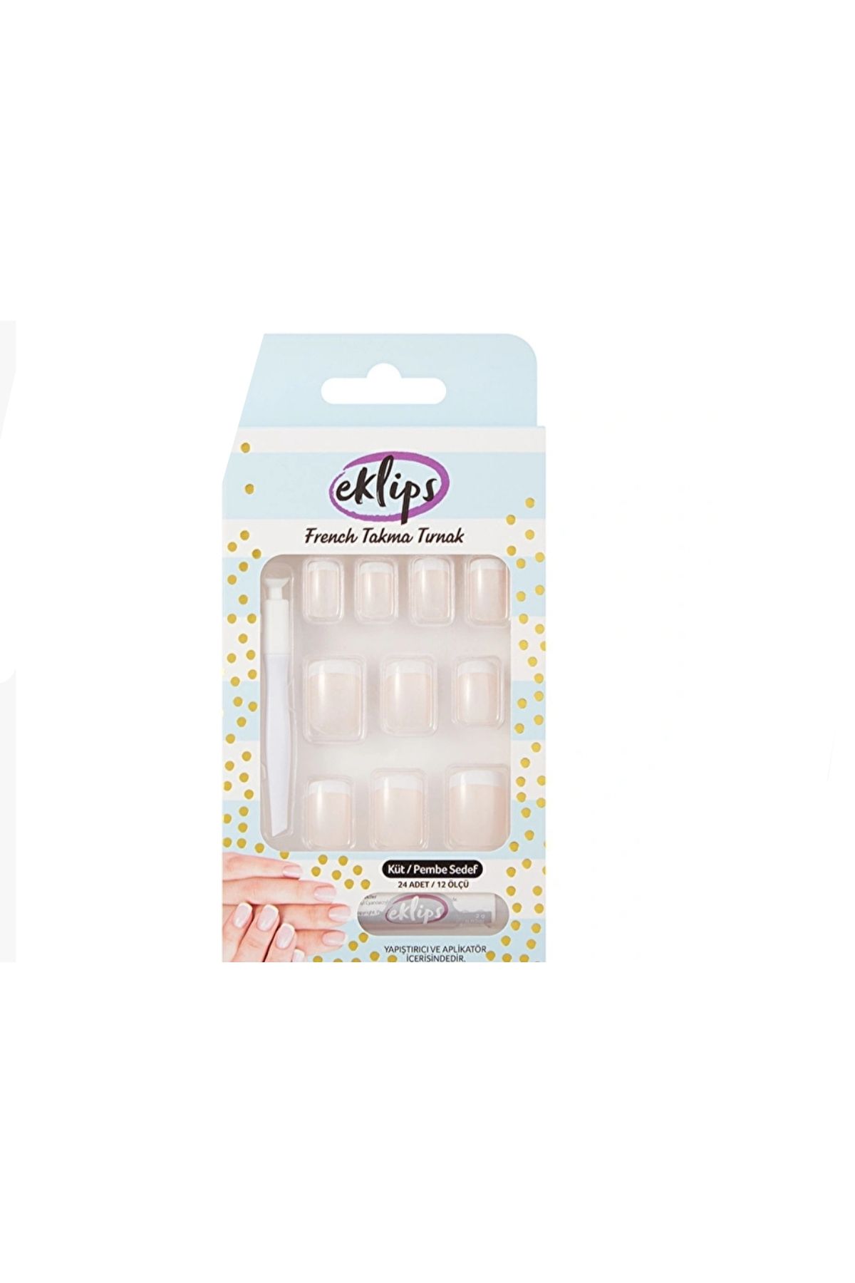 eklips Takma Tırnak French Pembe Sedefli Küt