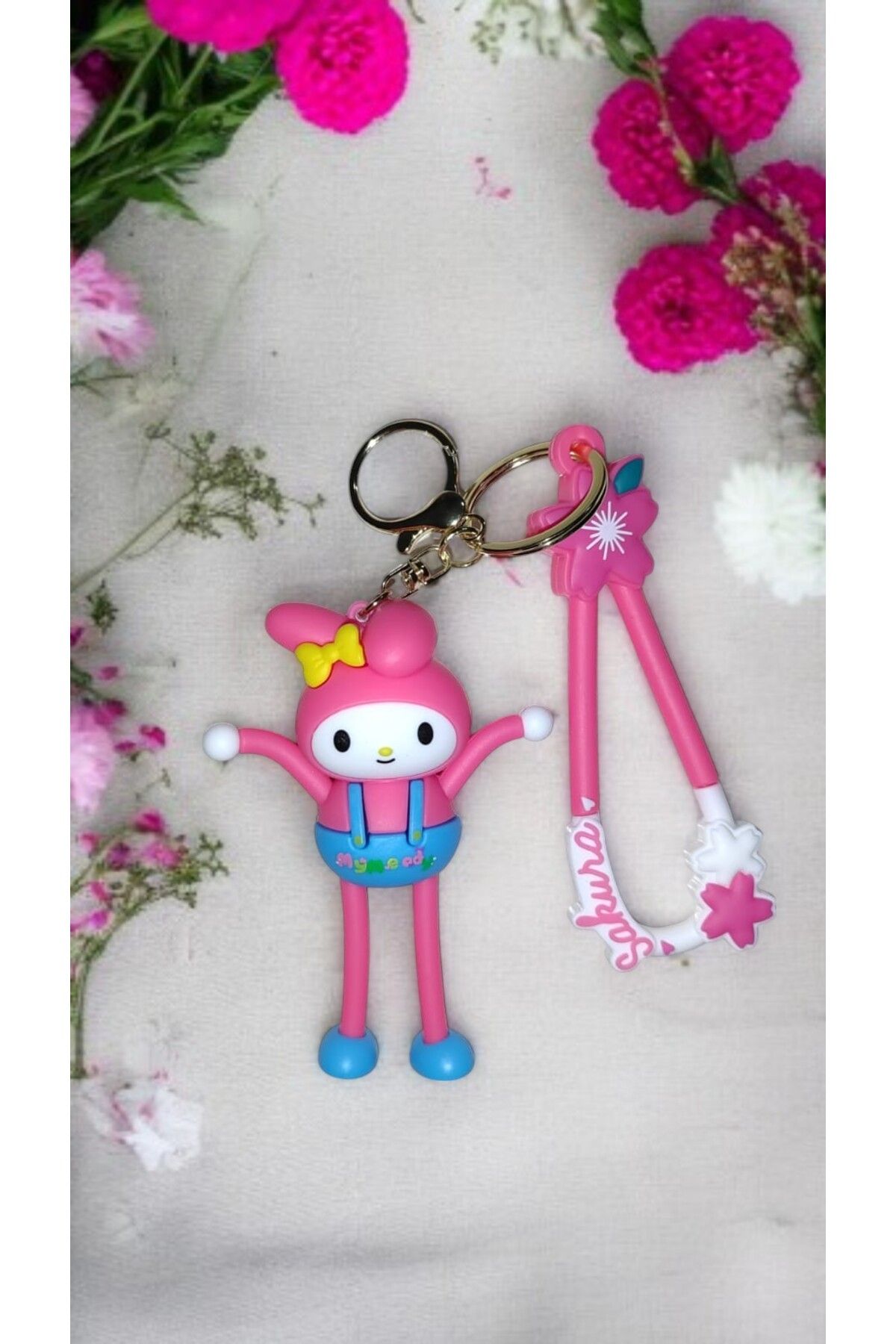 FAMEMUS ACCESSORY 3D Büyük boy My Melody Anahtarlık - Silikon Figürlü ve Çanta Aksesuar