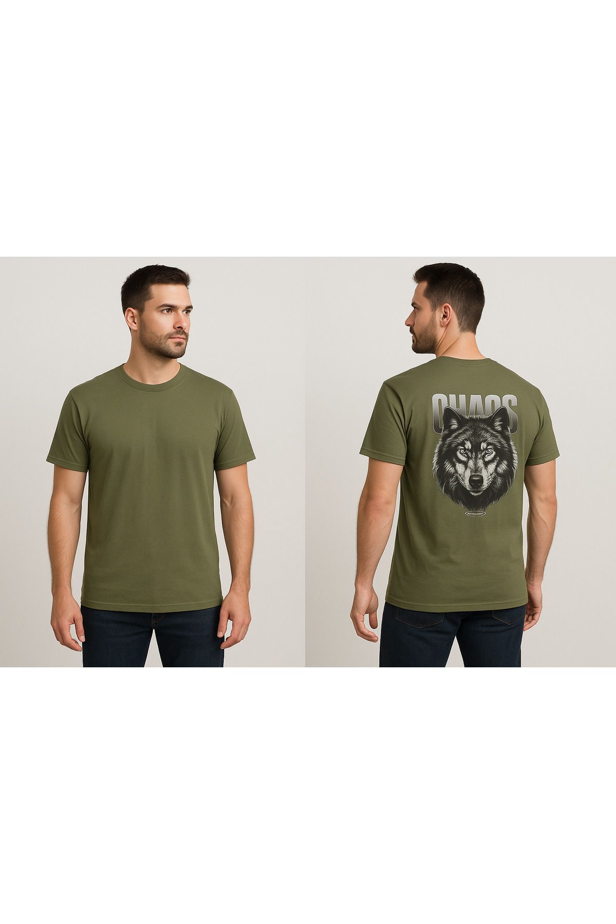 Moda Tuğram Haki Erkek Baskılı Tshirt