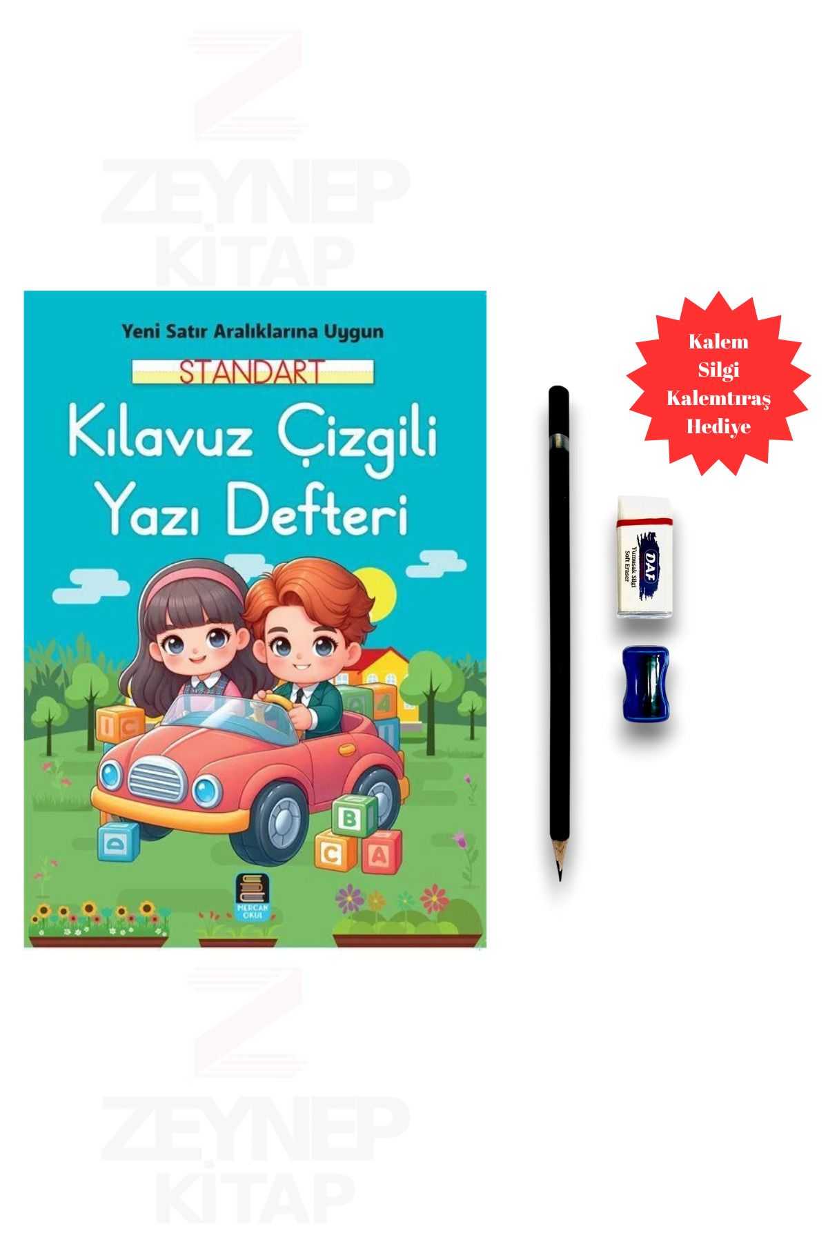 Mercan Okul Yayınları Kılavuz Çizgili Yazı Defteri(Büyük Boy)(Başlangıç Seti Hediye)