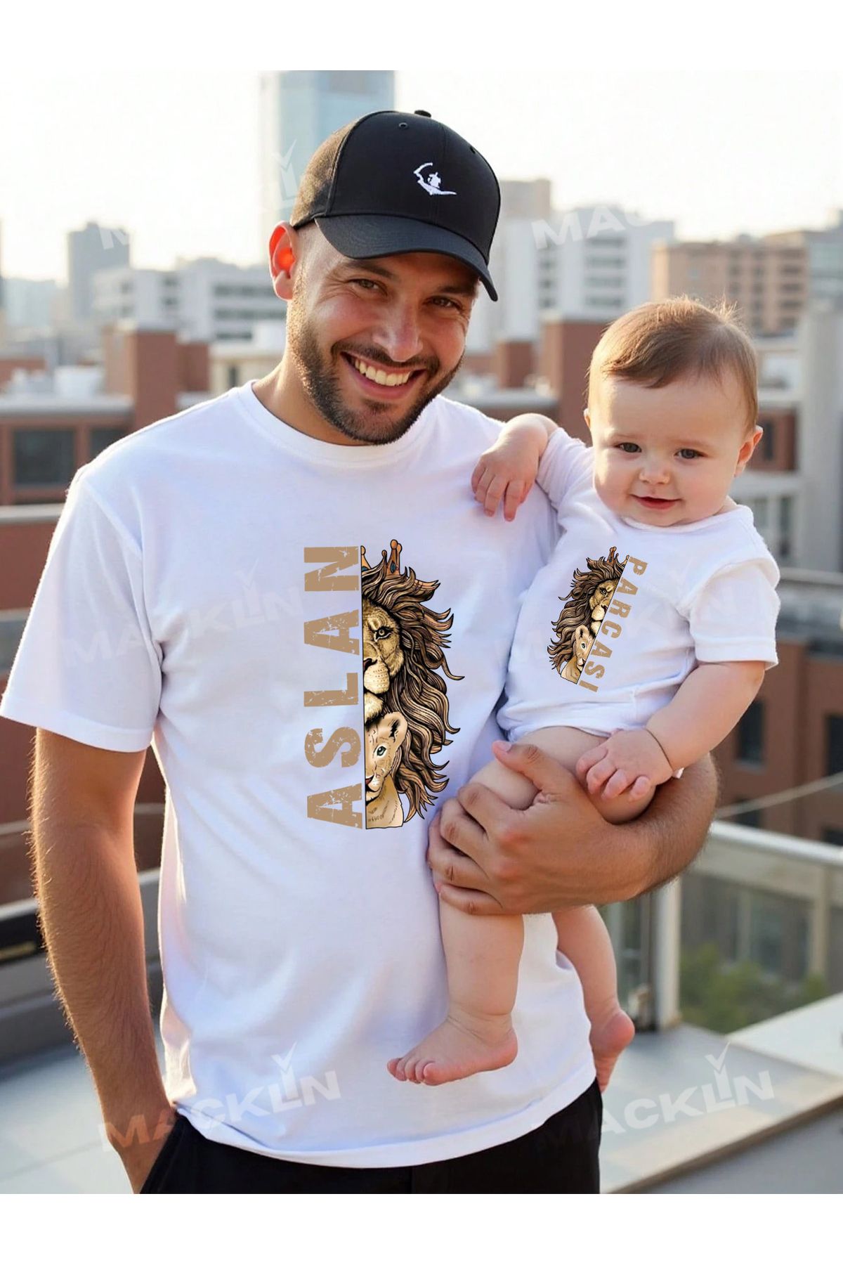 darkopia Aslan Parçası Baskılı Baba ve Çocuk T-Shirt (Tekli Üründür Kombin Yapılabilir Ayrı Ayrıdır)