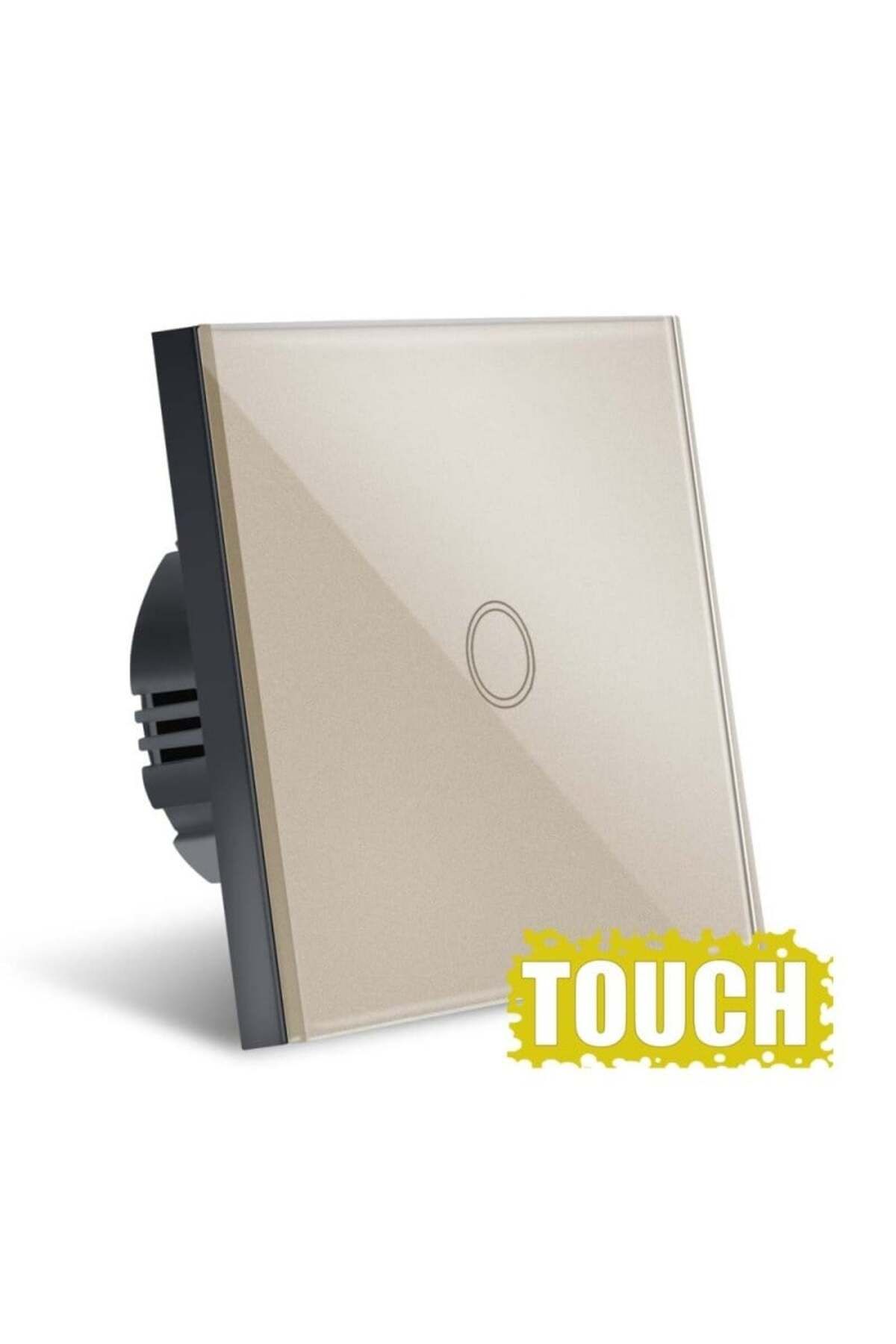 TECHSTAR-Întrerupător tactil ®, sticlă securizată, design modern, iluminare LED, monofazat, auriu 4