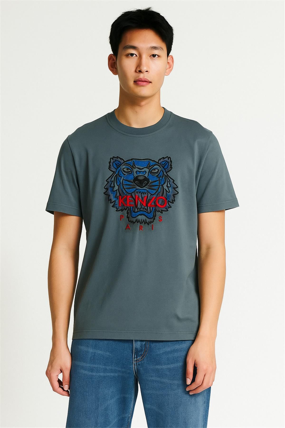 Kenzo Collection KENZO PARİS BİSİKLET YAKA PAMUK PENYE TSHİRT YEŞİL
