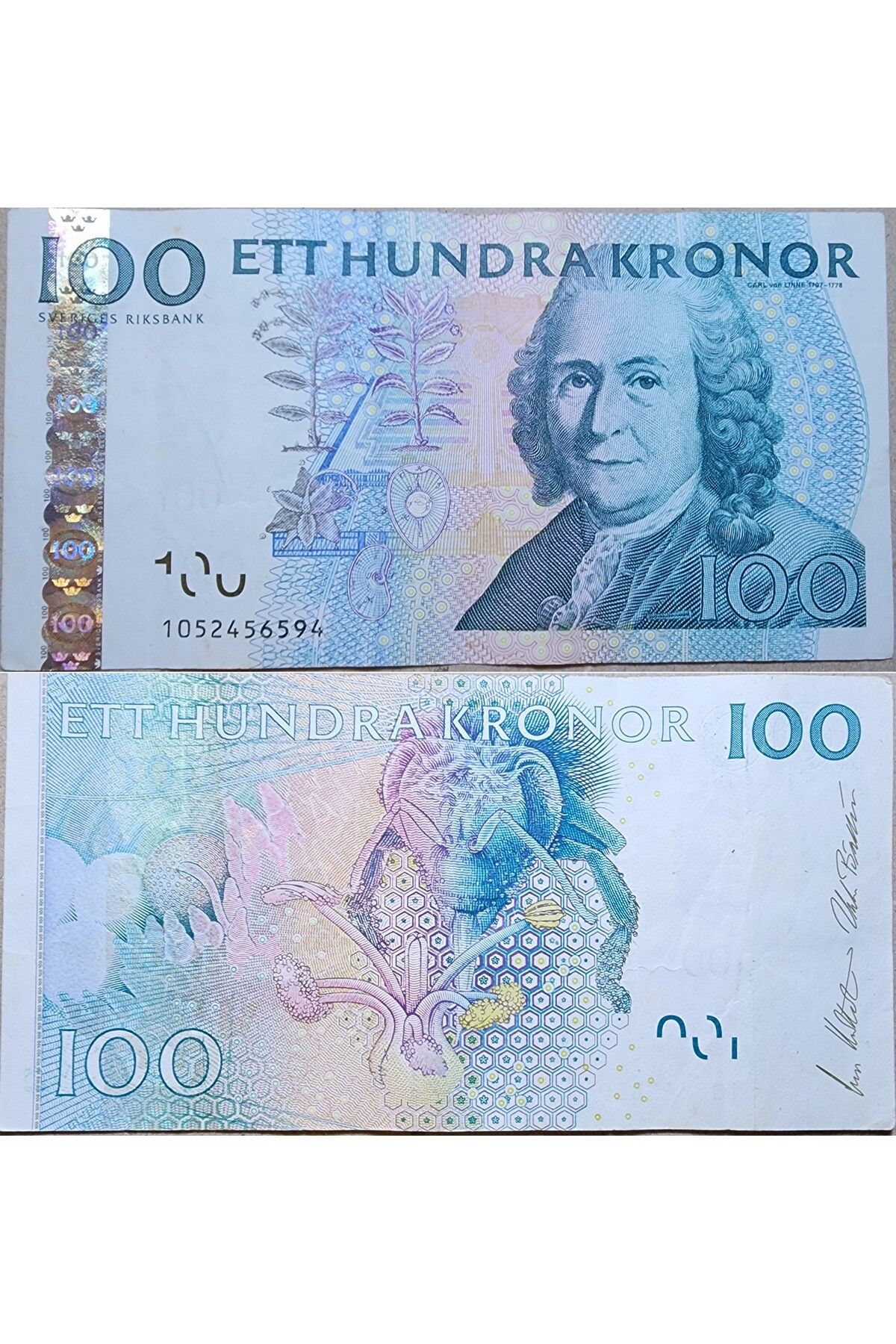 Banknoting İSVEÇ 100 KRON 2001 TAKSONOMİ TEMALI. ÇOK ÇOK TEMİZ KONDİSYON.