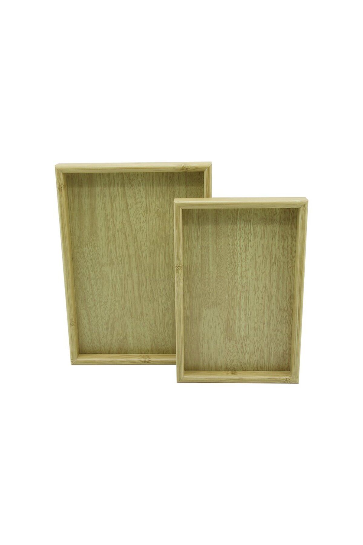 STOREMAX nffastore PABLITO HOME PBT-362 AÇIK KAHVERENGİ2Lİ SET DİKDÖRTGEN AHŞAP BAMBU SUNUM TEPSİ 20X3