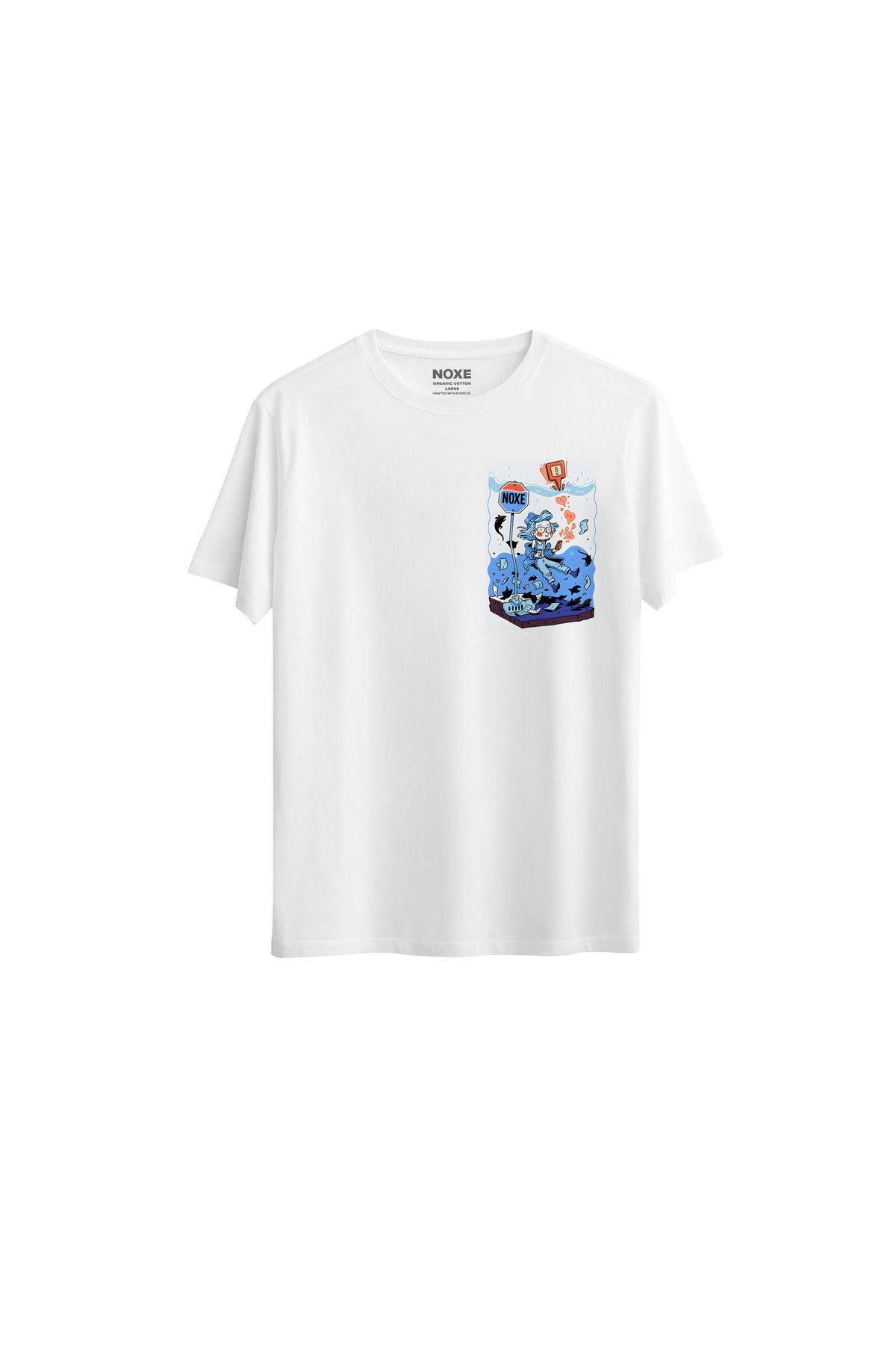 NOXE CLUB Signal Lost Regular Beyaz T-Shirt