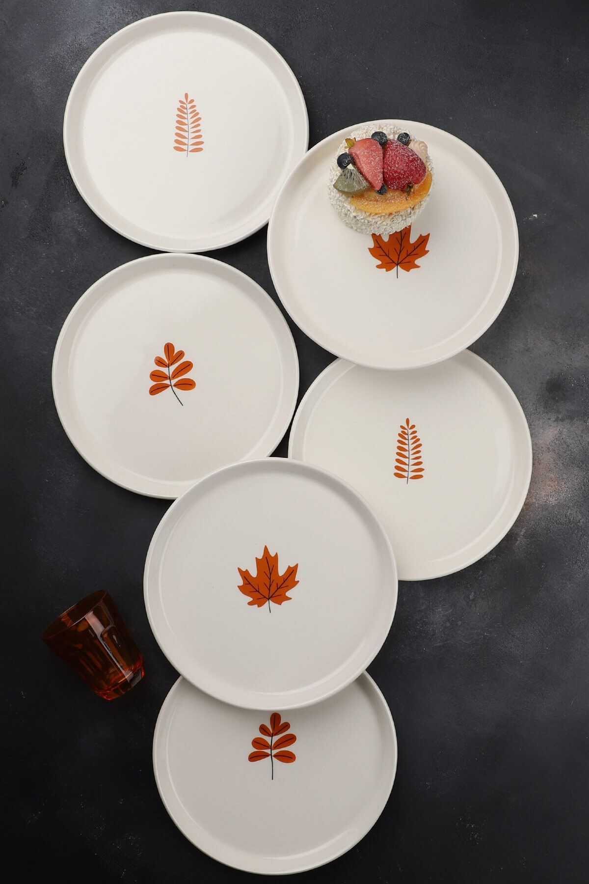 Porselen Diyarı Autumn Sonbahar 6 Parça Seramik 21 cm Pasta Tabağı