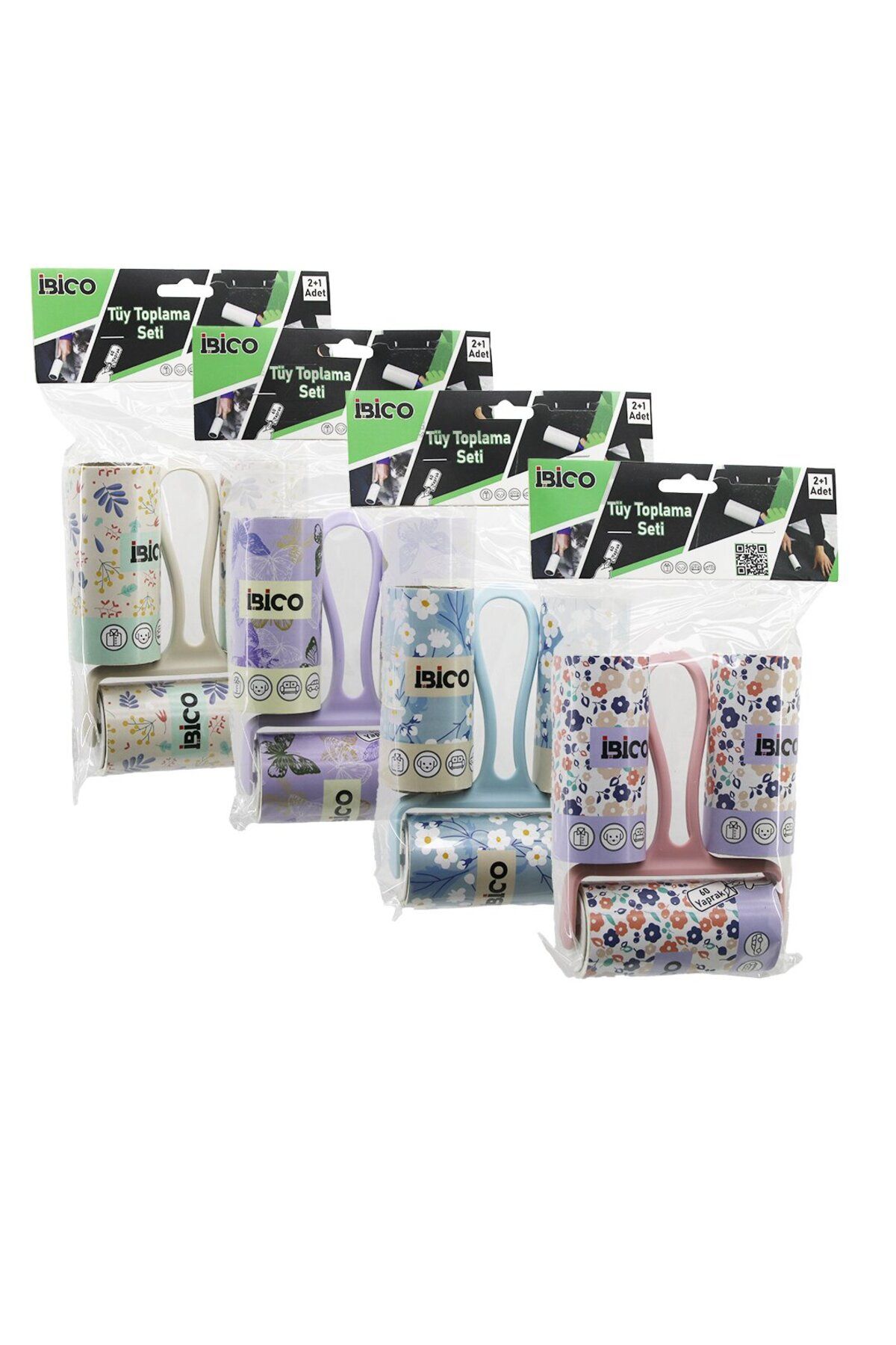 STOREMAX nffastore 3PCS SET Y SAP YAPIŞKANLI PRATİK TÜY TOPLAYICI RULO BANT 1-SAPLI=60 YAPRAK + 2-YEDEK