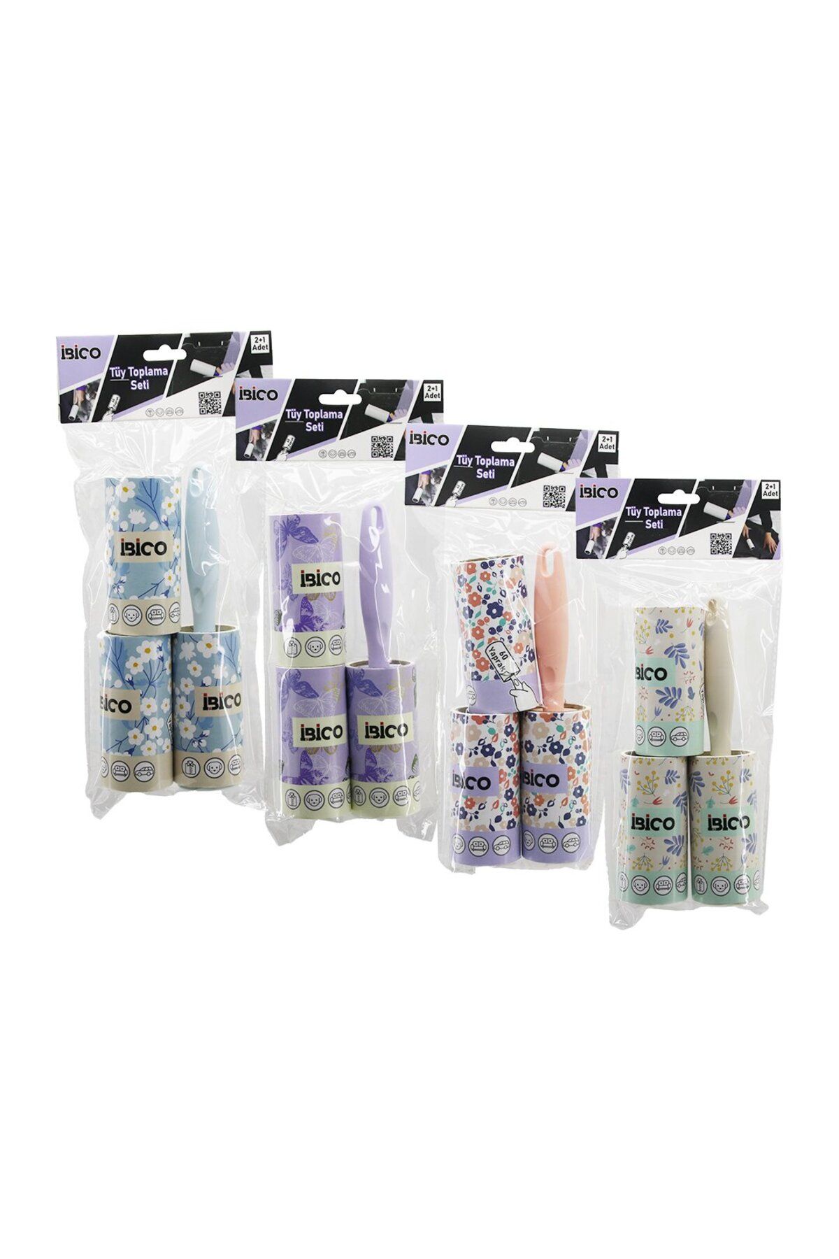 STOREMAX nffastore 3PCS SET DÜZ SAP YAPIŞKANLI PRATİK TÜY TOPLAYICI RULO BANT1AD.SAPLI=60 YAPRAK+2AD.YEDE