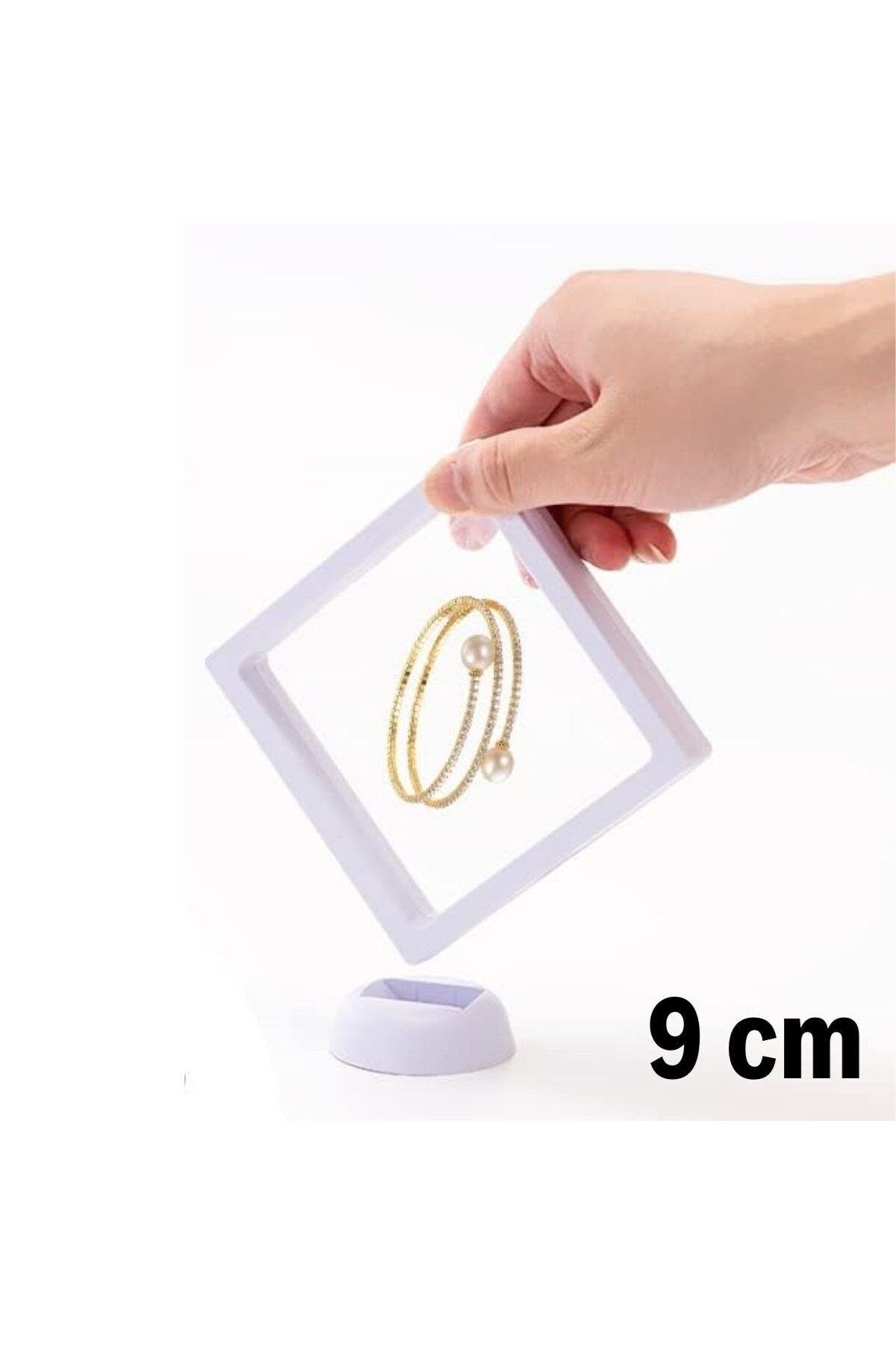 babyale 9x9 cm Standlı 3D Takı Ziynet Hatıra Koleksiyon Saklama Kutusu Şeffaf Film Çerçevesi