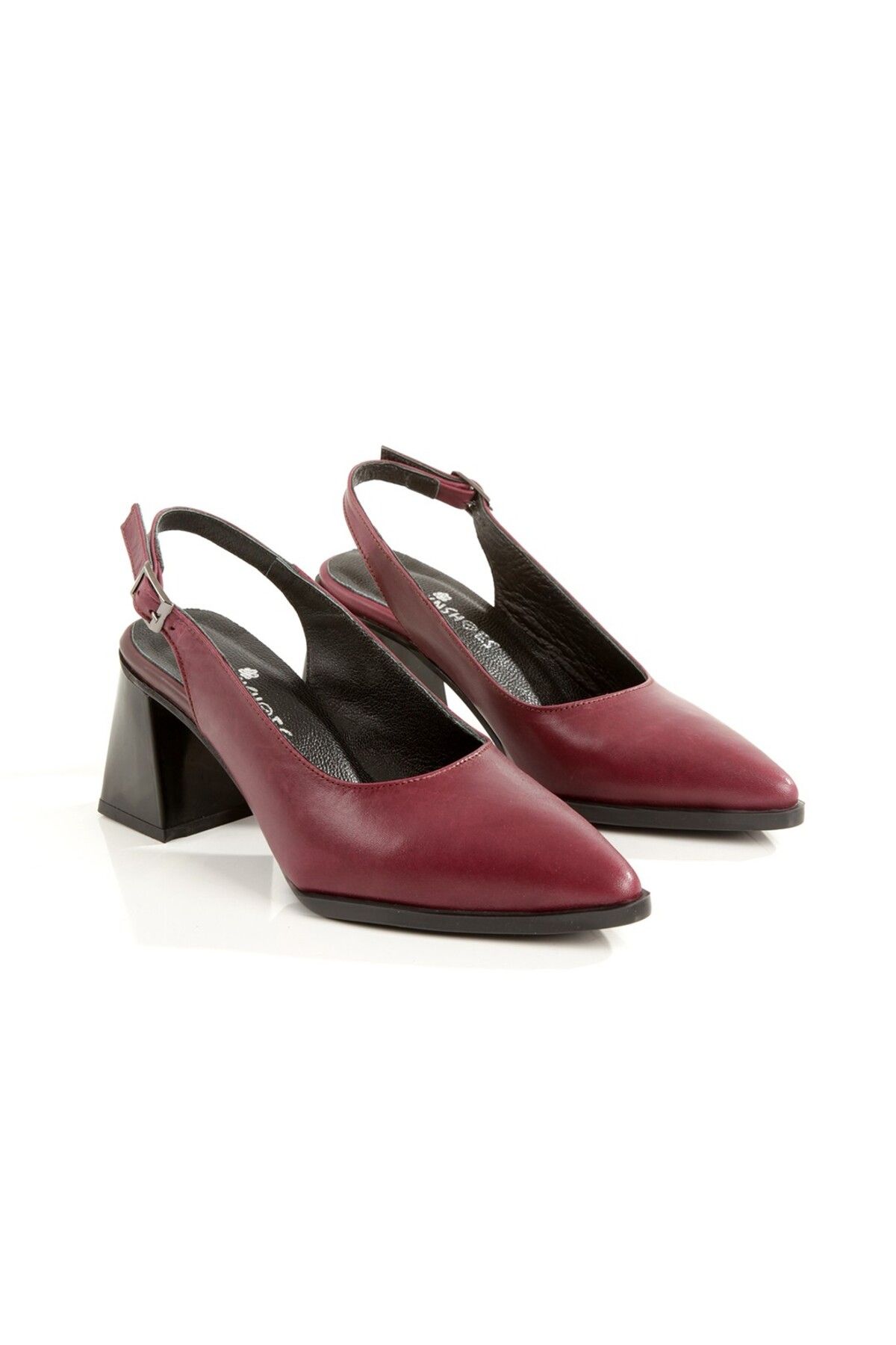 elvinshoes Isabella Hakiki Deri Sivri Burun TPU Taban Klaik Topuklu Ayakkabı