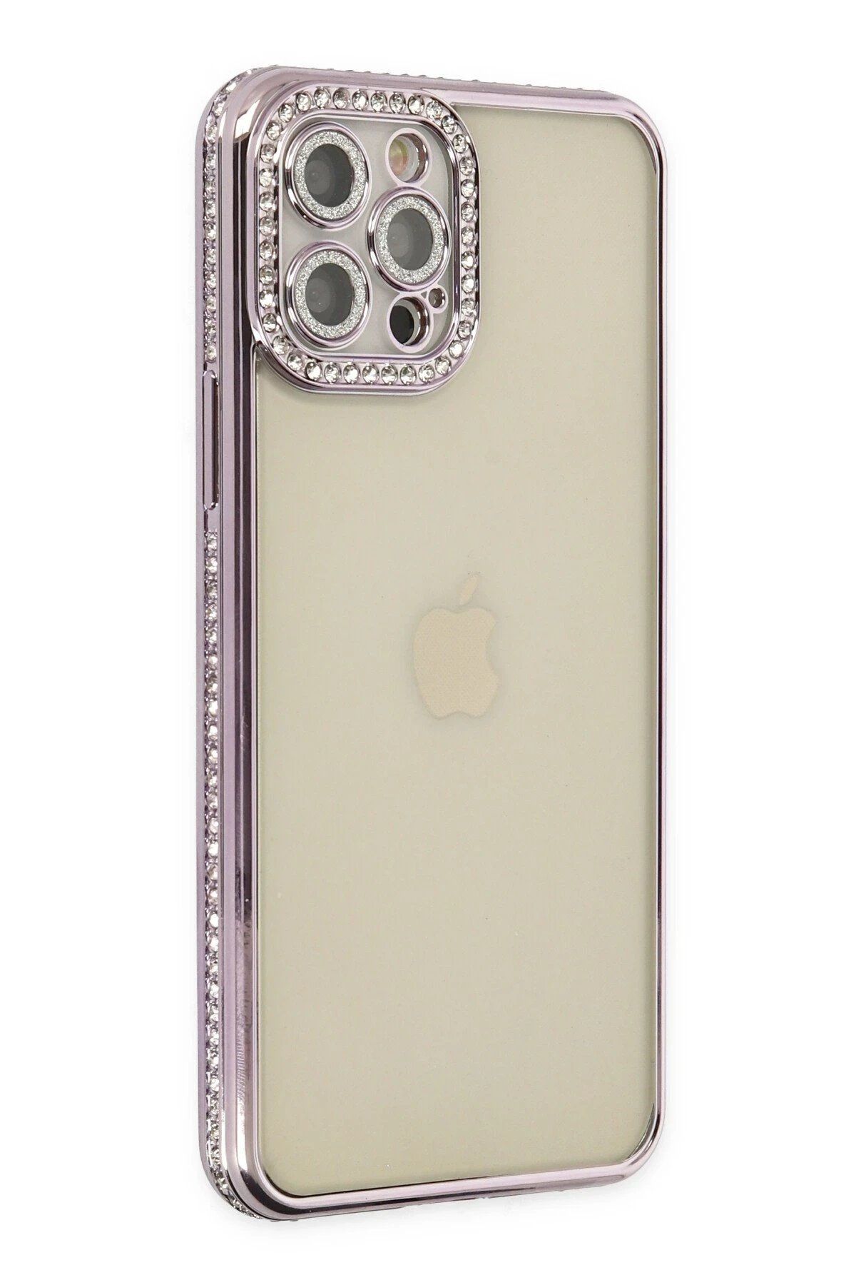 Toptan Bulurum iPhone 12 Pro Kılıf Joke Taşlı Silikon - Mor