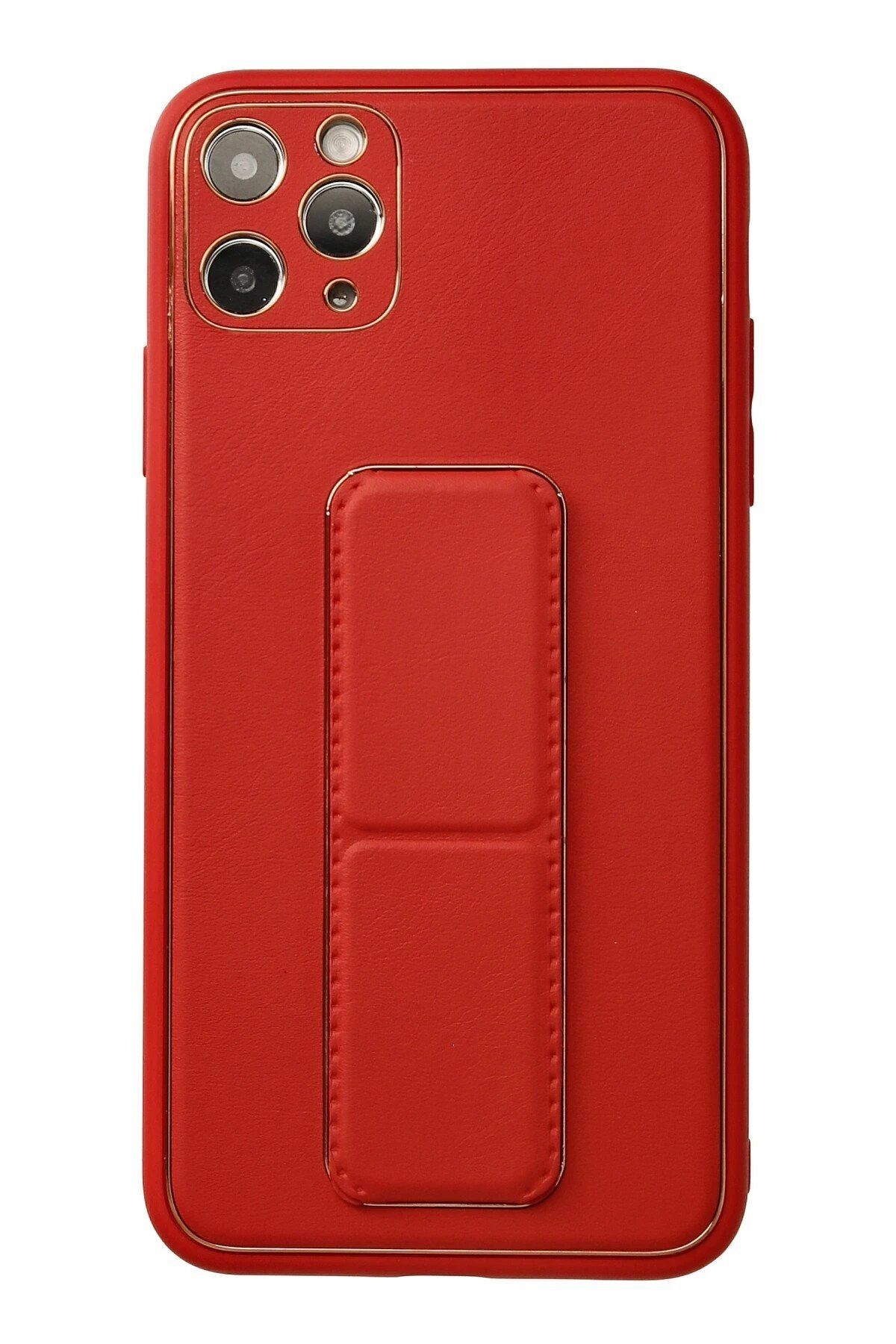 Toptan Bulurum iPhone 11 Pro Max Kılıf Coco Deri Standlı Kapak - Kırmızı