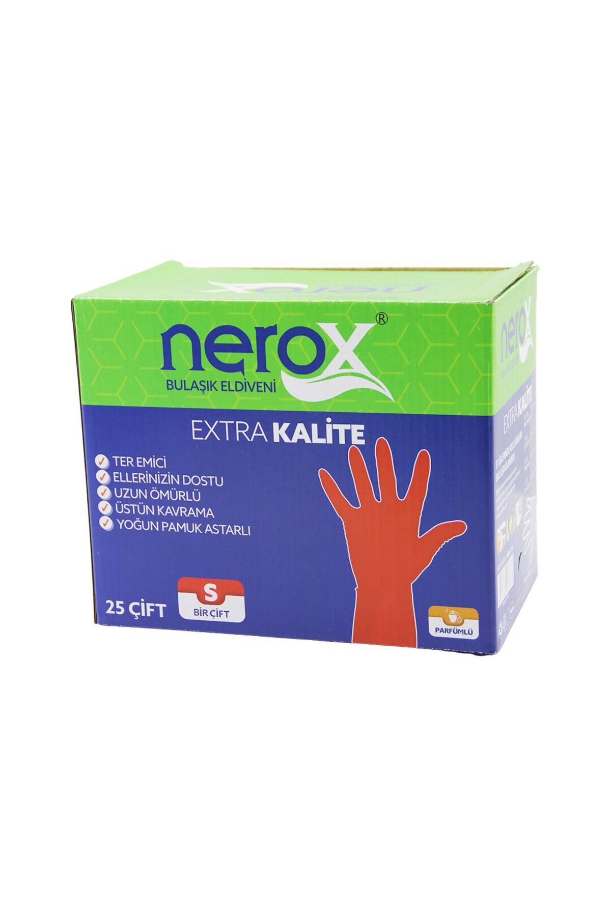 STOREMAX nffastore PLASTİK BULAŞIK ELDİVENİ S BEDEN 7-7.5 PARFÜMLÜ TER EMİCİ - YOĞUN PAMUK AST