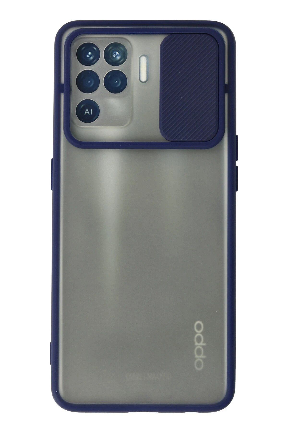 Toptan Bulurum Oppo Reno 5 Lite Kılıf Palm Buzlu Kamera Sürgülü Silikon - Lacivert
