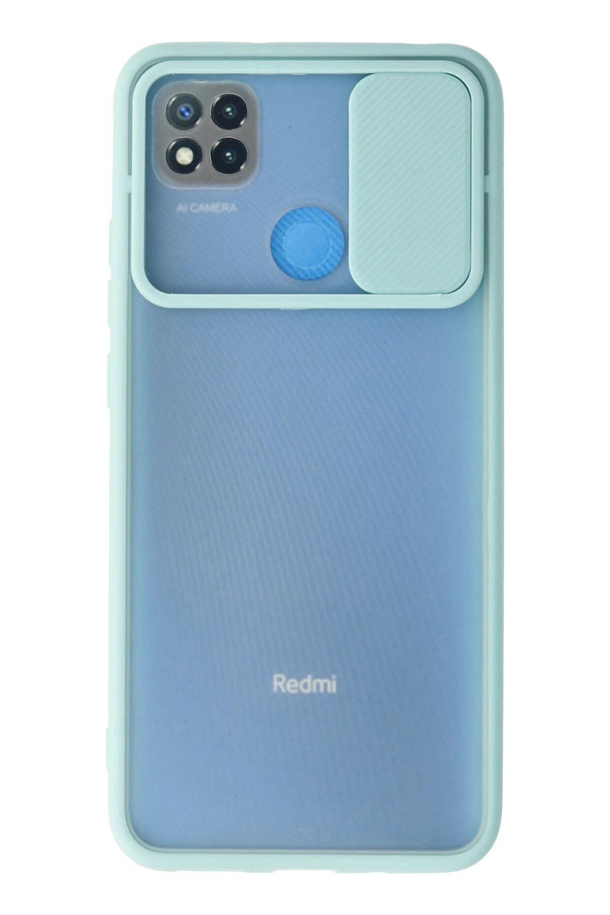 Toptan Bulurum Xiaomi Redmi 9C Kılıf Palm Buzlu Kamera Sürgülü Silikon - Turkuaz