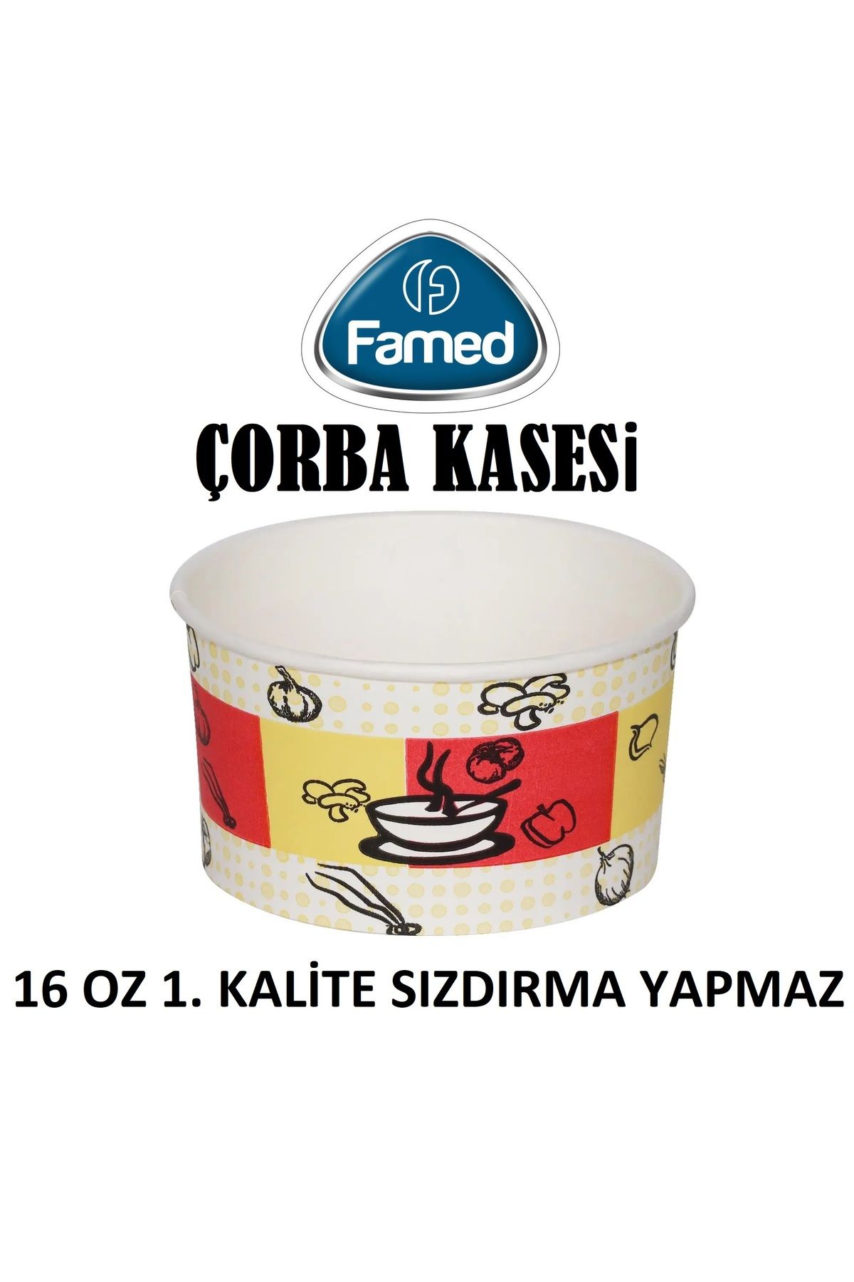 Famed 16 OZ 1. KALİTE SIZDIRMAK KAPAKLI KAĞIT ÇORBA KASESİ 10 LU
