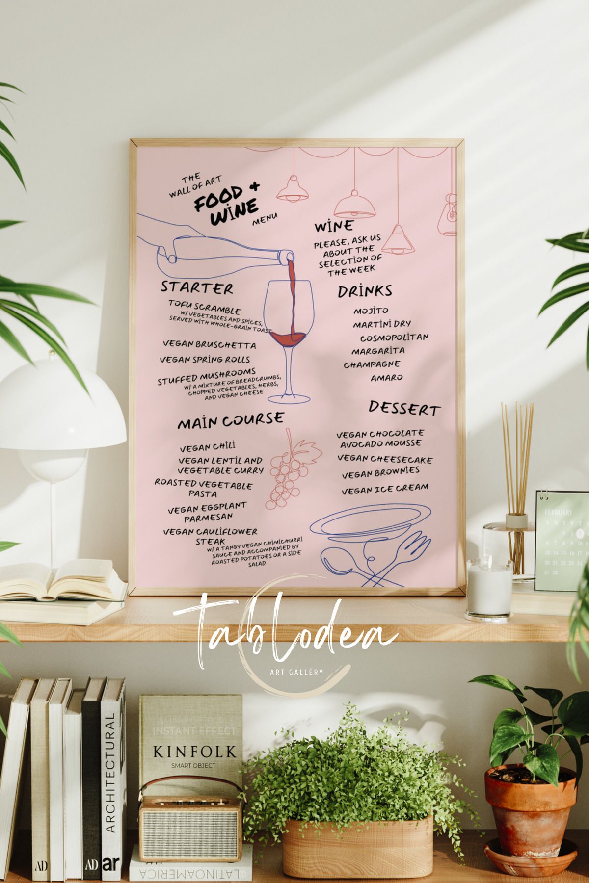 tablodea Modern Menü Tasarımlı Çerçeveli Poster Tablo TD Minimalist Kokteyl Dekoratif Kafe Bar Mutfak Tablosu