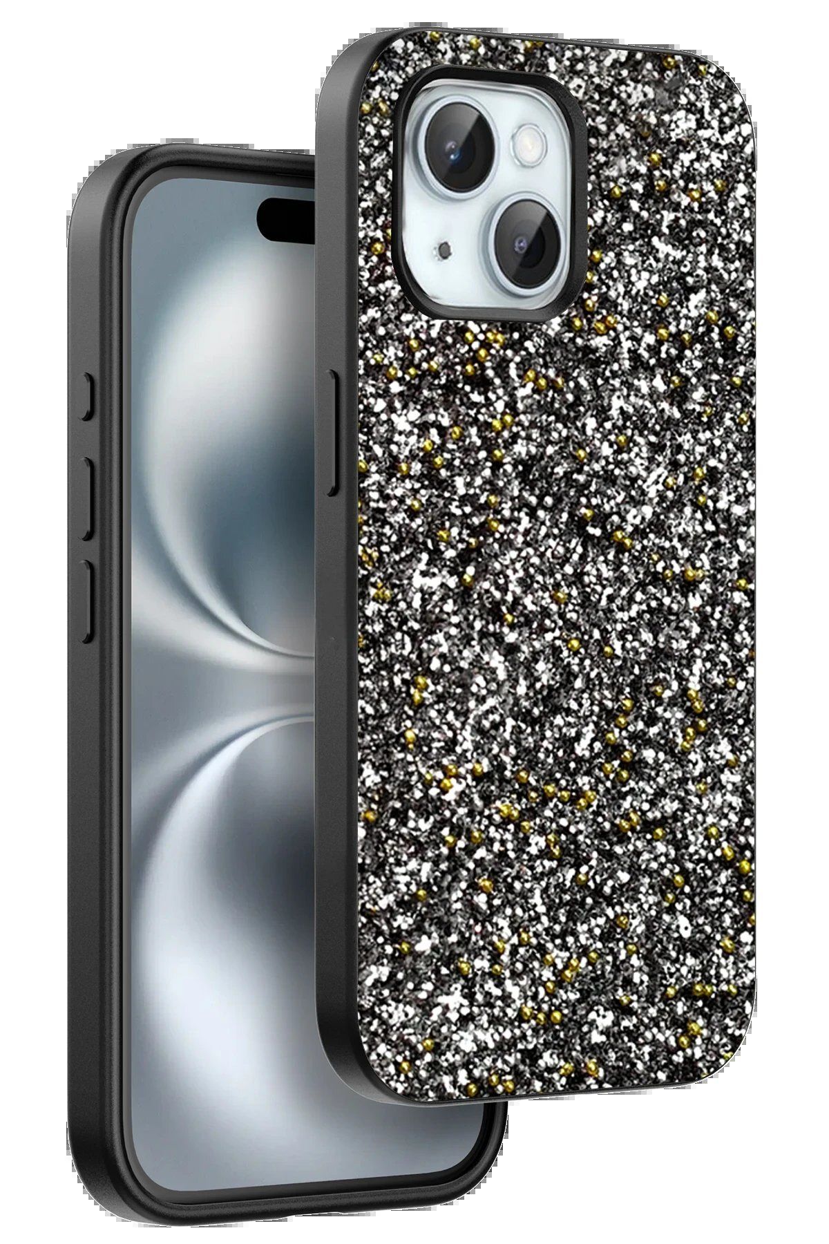 Toptan Bulurum iPhone 15 Plus Bright Simli Kapak - Gümüş