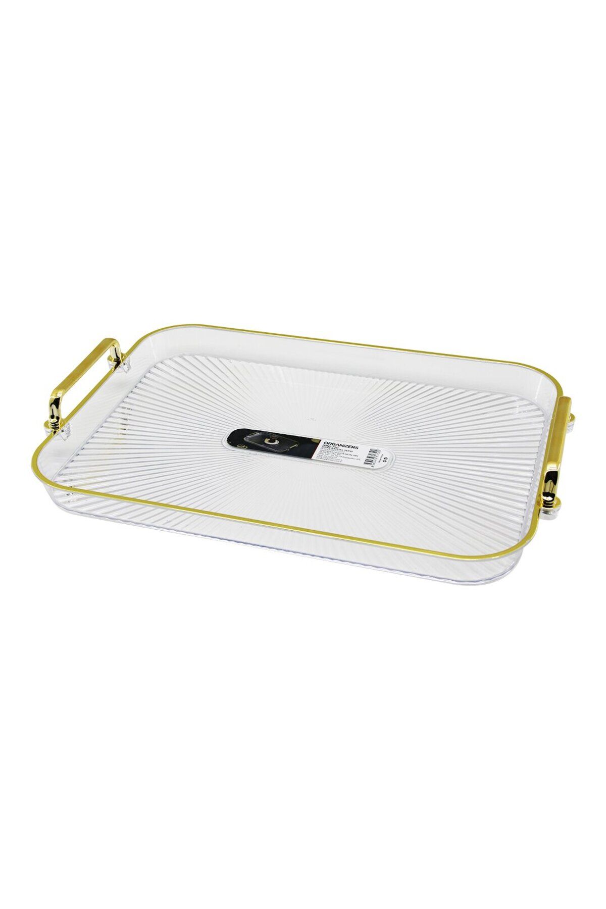 STOREMAX nffastore SHINE MİKA KRİSTAL PLASTİK TEPSİ GOLD KULP - KENAR 42X30X3CM Star Collectionbuy 105
