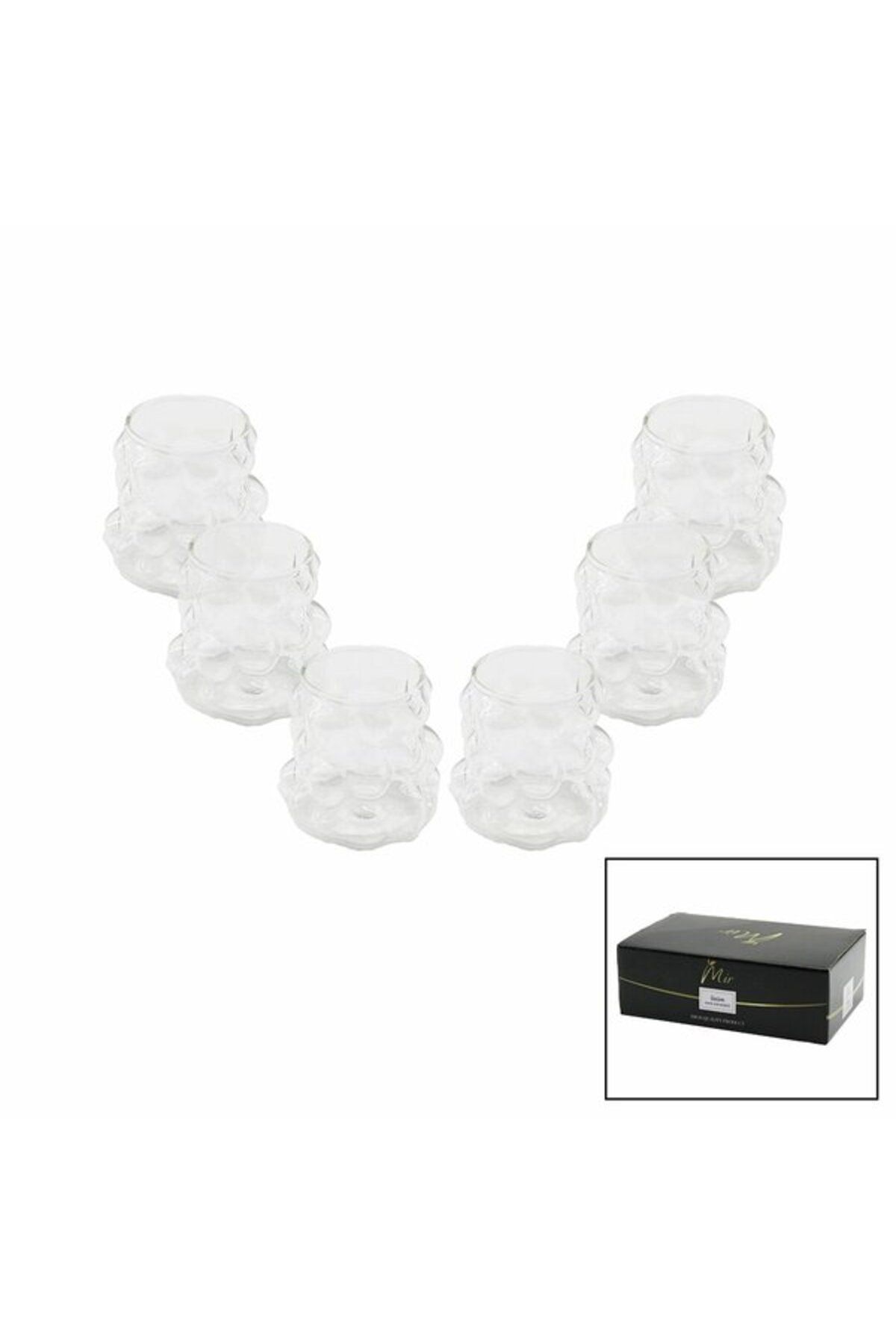 STOREMAX nffastore 6PCS ÜZÜM - KABARCIKLI CAM KAHVE YANI BARDAK 90ML Star Collectionbuy 1051353