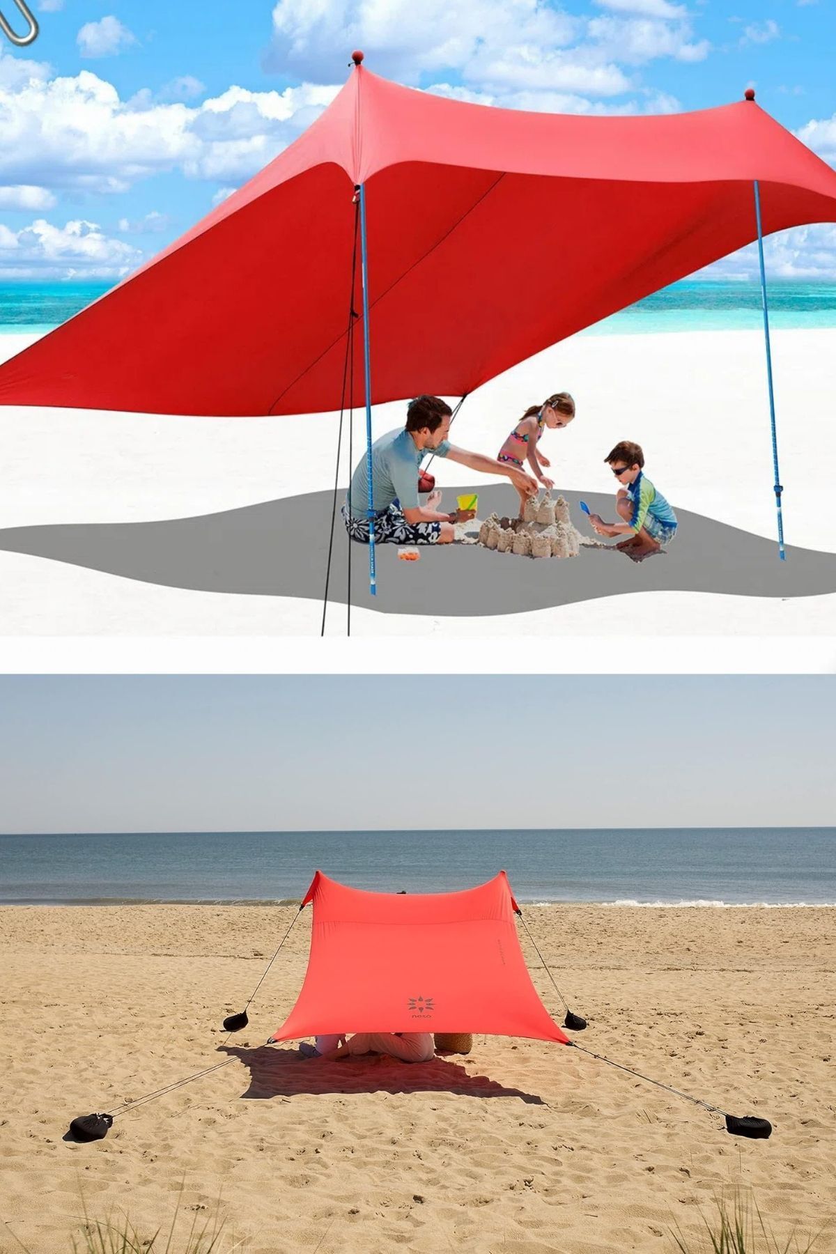 KAŞIKBEY BeachZelt Gölgelik Tente Plaj Şemsiyesi Katlanır Bahçe Kamp Piknik Güneşlik Şemsiye 200x30cm Kırmızı