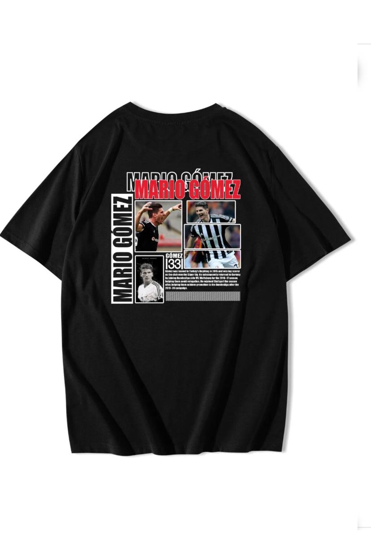 Framgan Erkek/Kadın MARİO GOMEZ Özel Baskılı Günlük Kısa Kol Bisiklet Yaka Pamuklu T-Shirt