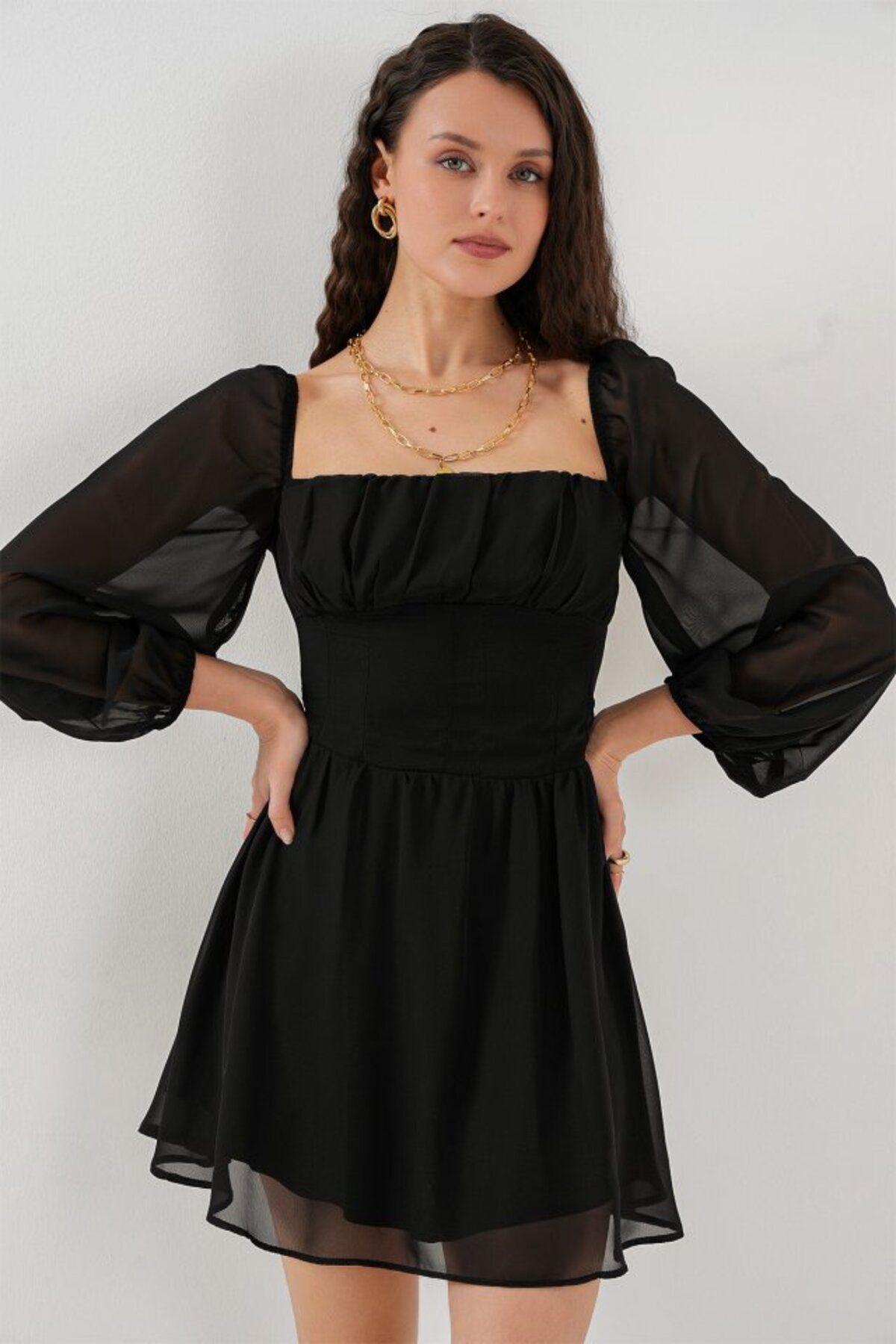 ETİLER COLLECTION Mini Tül Elbise 2514 - Siyah