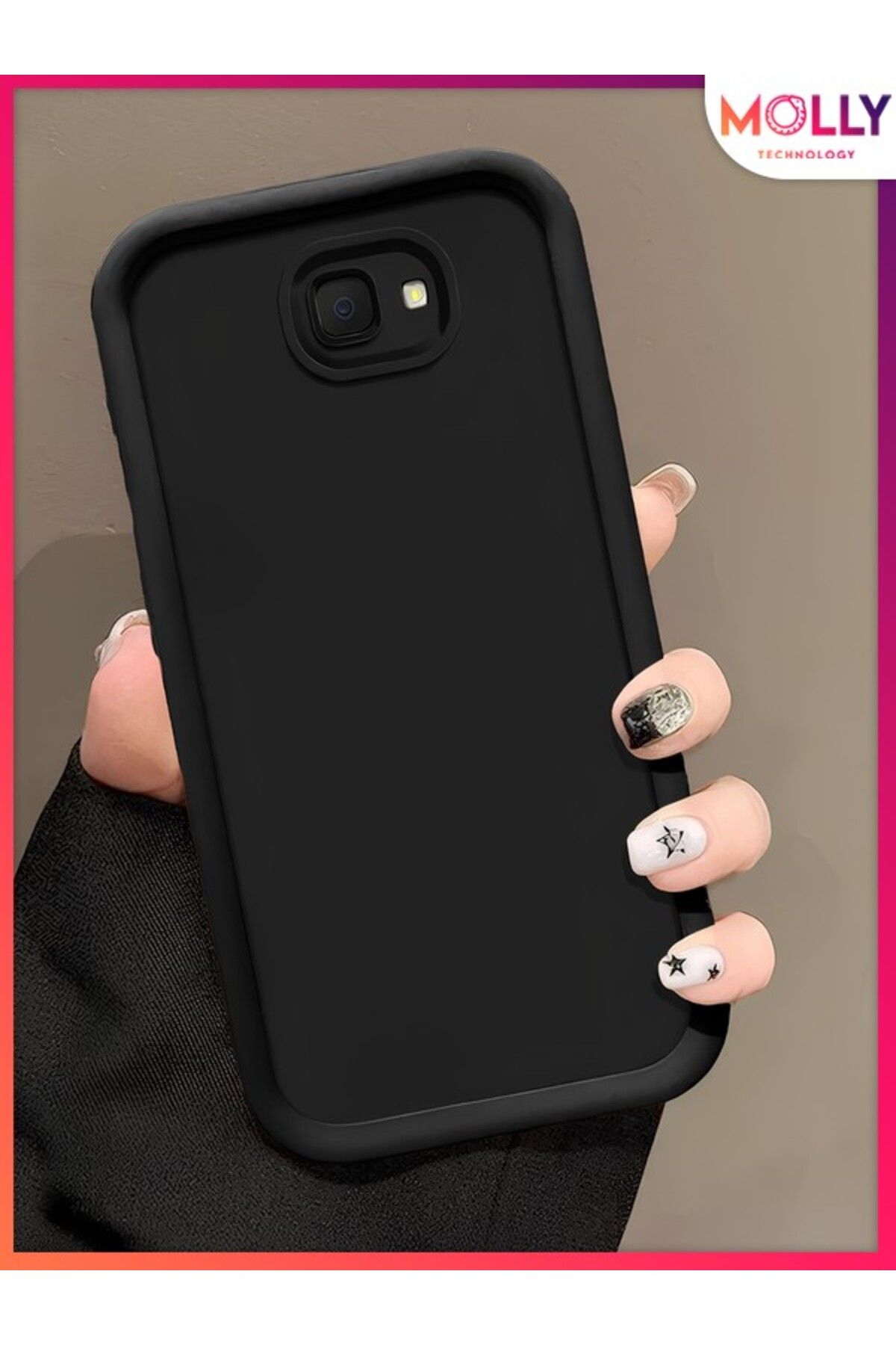 Molly Samsung Galaxy J7 PRİME İçin Siyah Kenarları Kalın Pan Silikon Kılıf