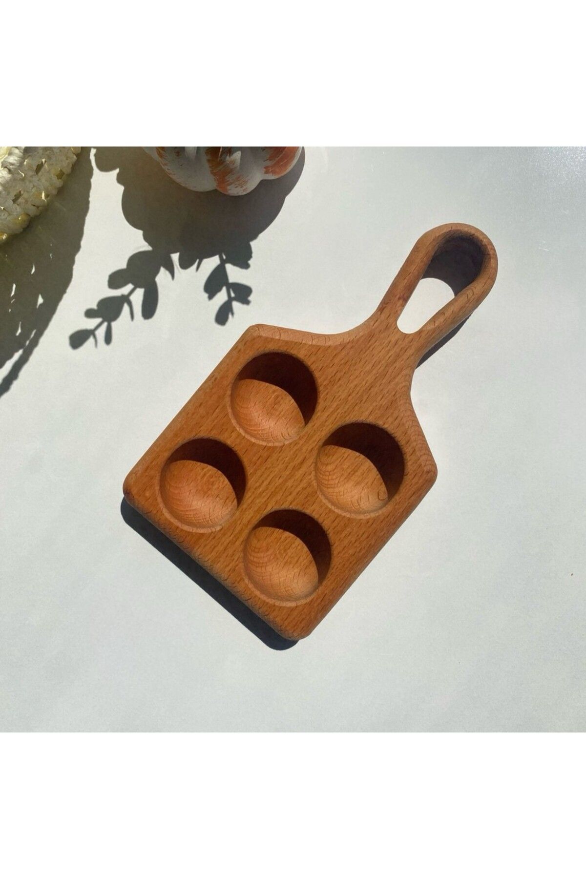 NGS HOME New Generation Style 4' LÜ YUMURTALIK Fırınlanmış Gerçek Kayın Ağacından Ahşap Saplı 10,5x18,5 cm