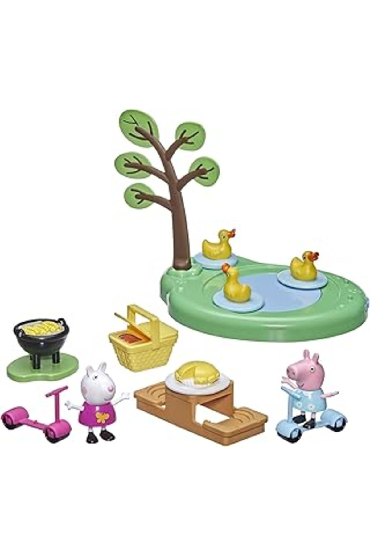 Qedii Peppa Pig Peppa'Nın Maceraları Pikniği, Peppa Oyun Seti, 2 Figürlü Ve 8 Aksesuarlı Okul Öncesi Oyun
