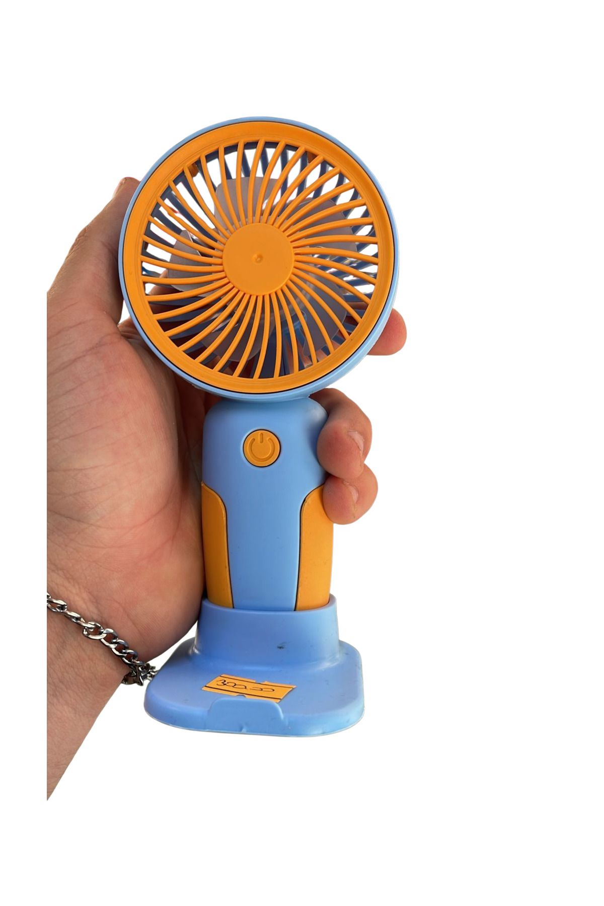 TOYSTAR Taşınabilir Şarjlı 3 Kademeli Mini El Fanı, Masa Fanı Güçlü Vantilatör Pervane Mavi 15 cm