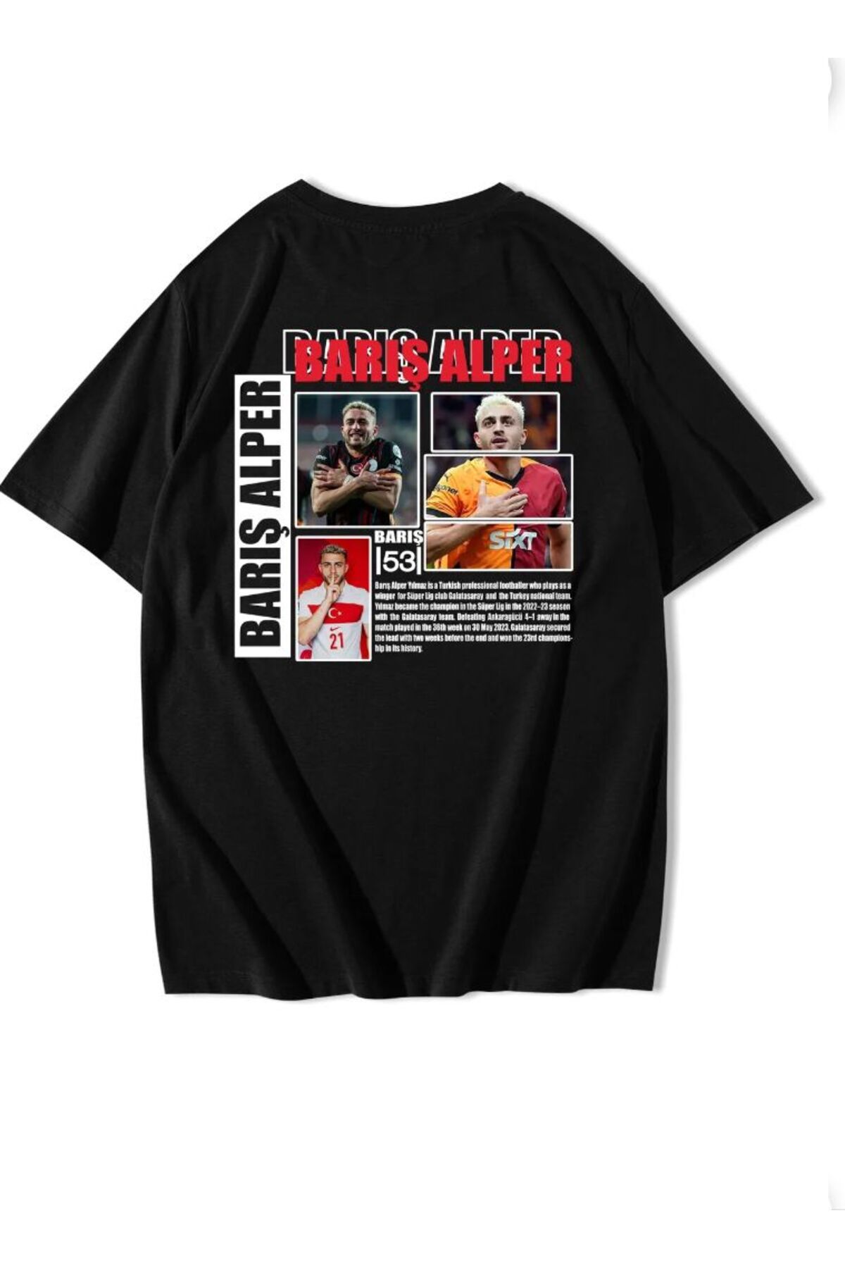 Framgan Erkek/Kadın BARIŞ ALPER YILMAZ Özel Baskılı Günlük Kısa Kol Bisiklet Yaka Pamuklu T-Shirt