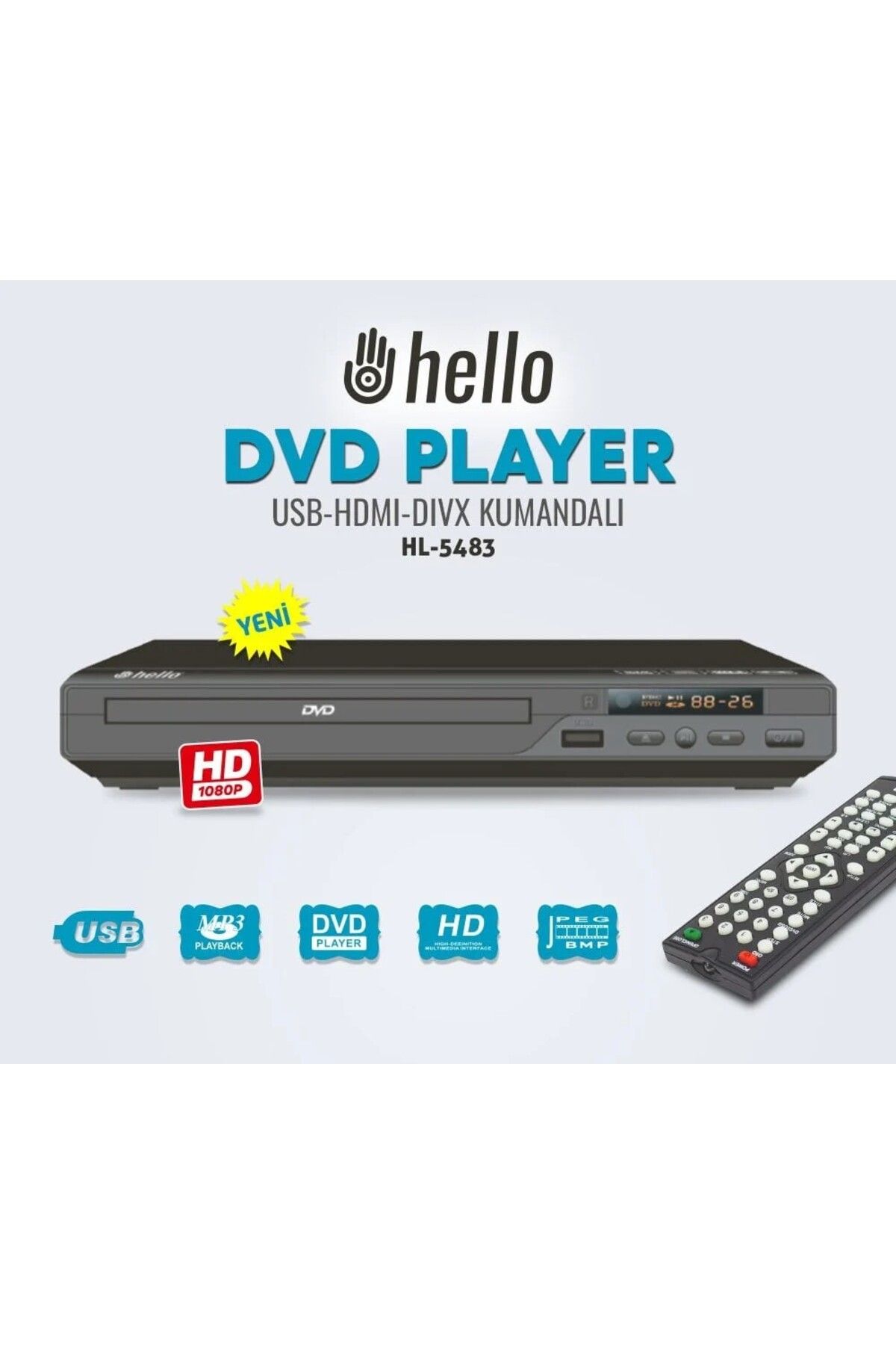 Hesapli Alisveris USB-HDMI KUMANDALI HD DVD/DIVX PLAYER