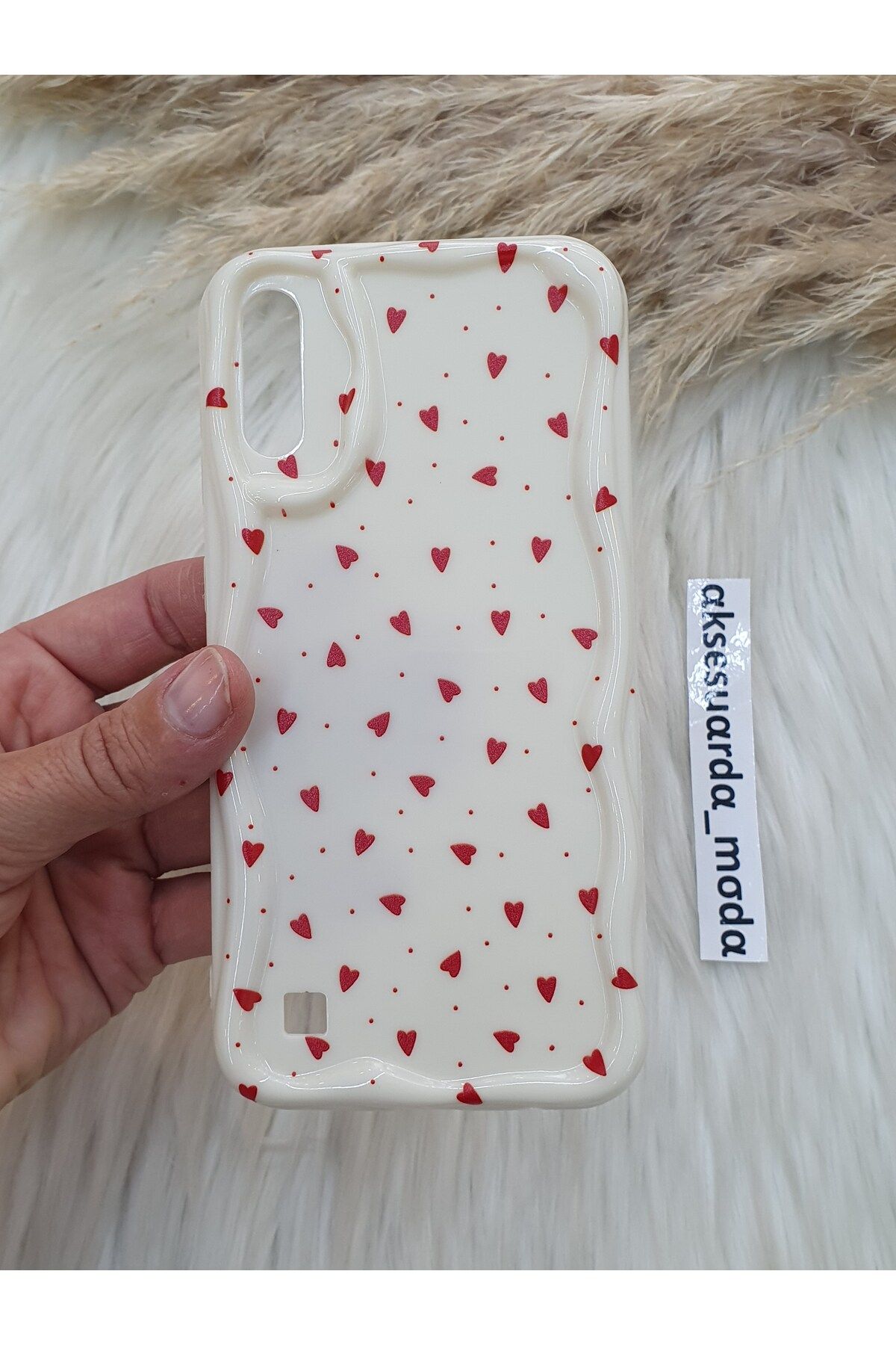 ZB Aksesuarda Moda SAMSUNG GALAXY A10 - M10 UYUMLU KIRMIZI KALPLER BASKILI DESENLİ KILIF