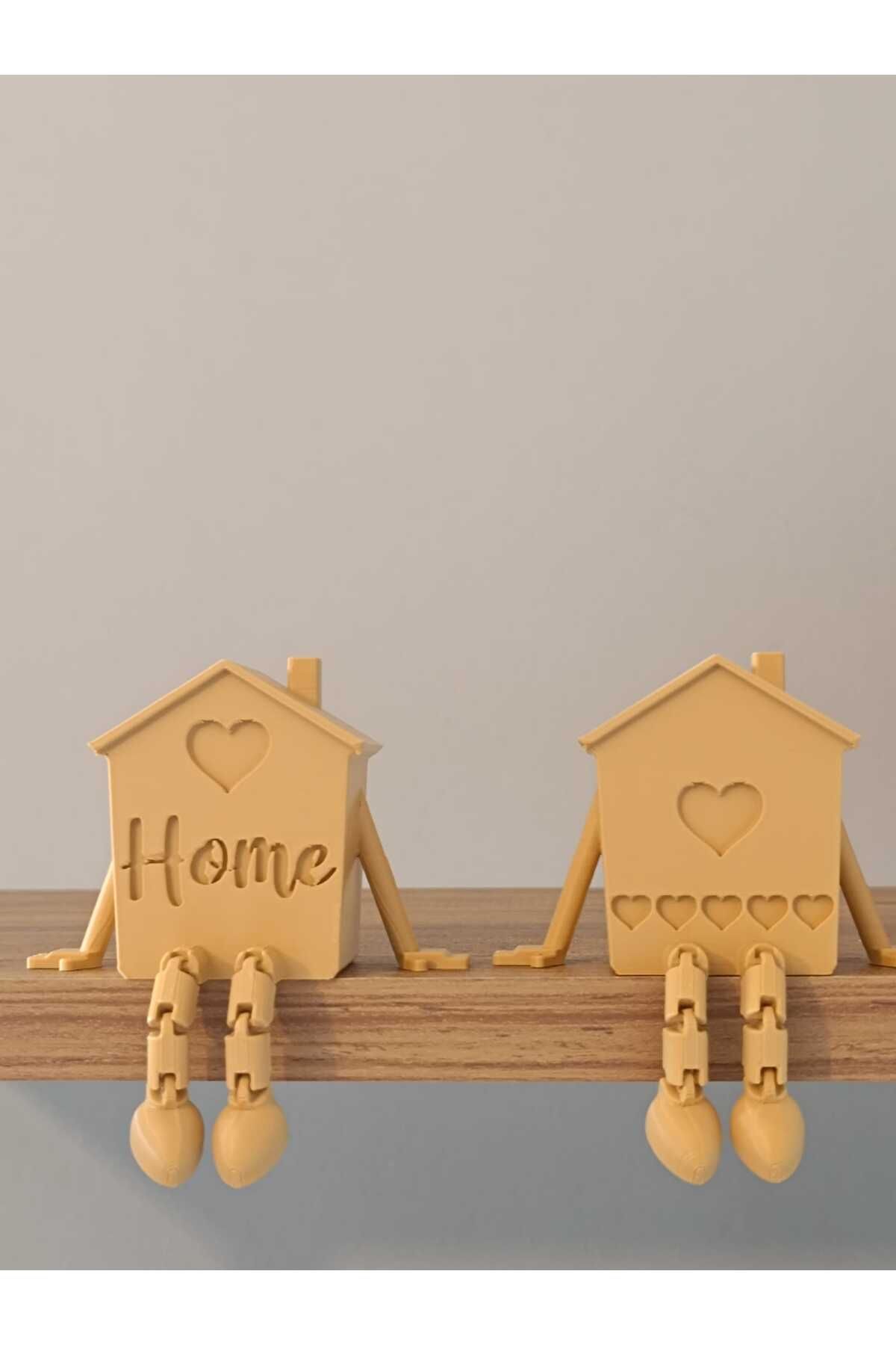 dmrz home 2'Lİ SET DEKORATİF EV SALLANAN AYAKLI - SÜT KAHVE RENGİ