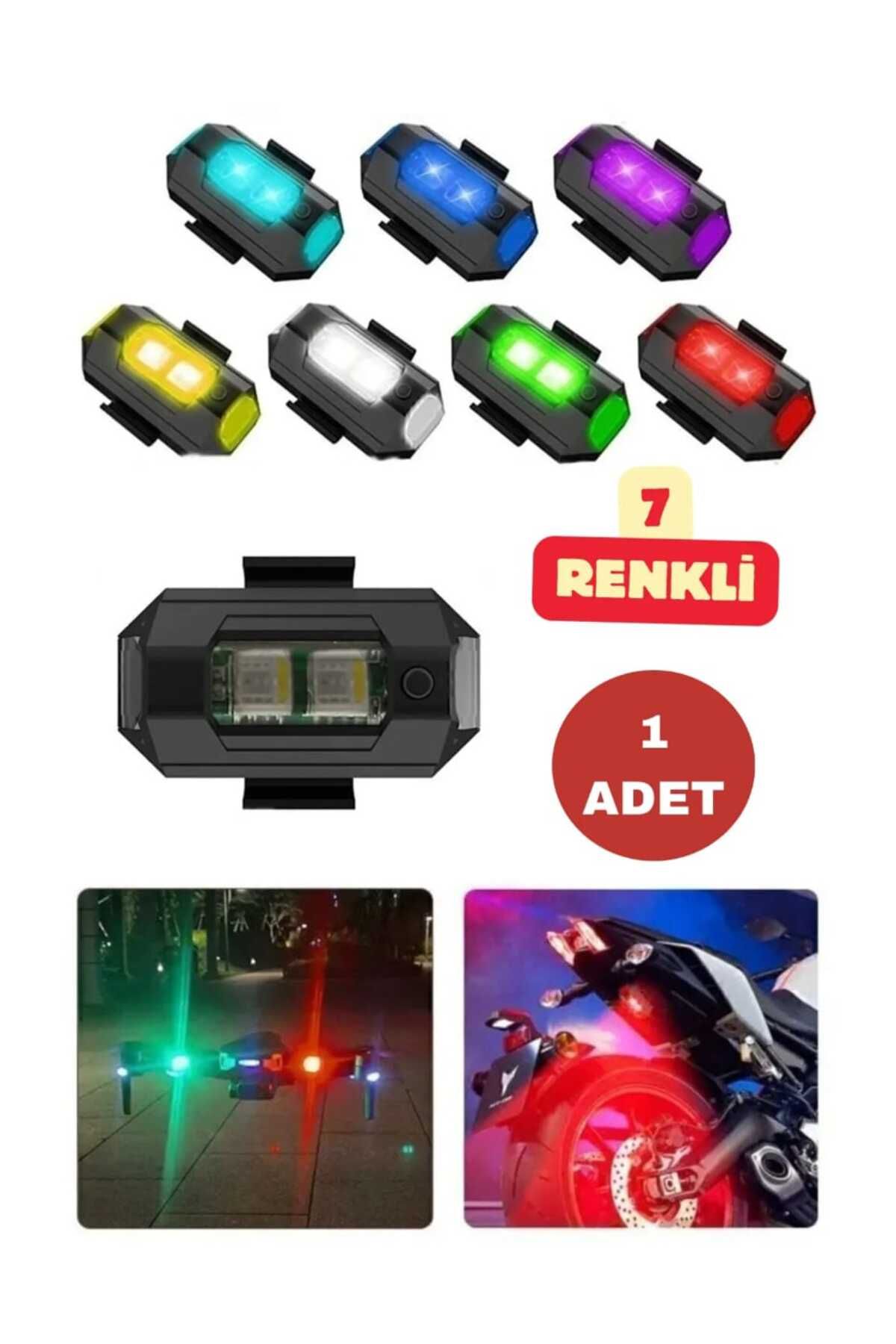 lawrenceshop 7 Renkli Led Kablosuz Şarjlı Lamba Motosiklet Bisiklet İkaz Işık Veren Aydınlatma Lambası