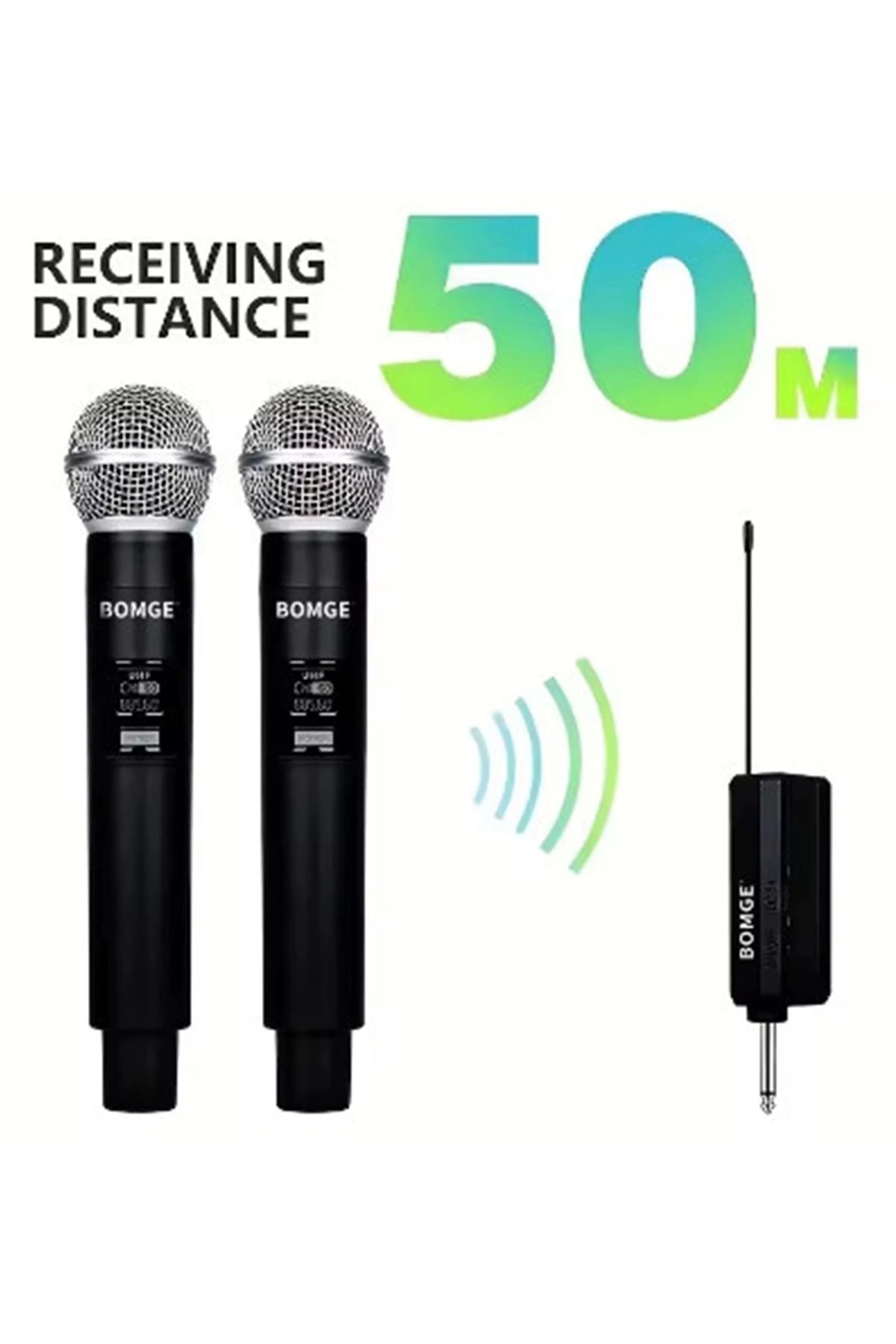 shopwave Profesyonel Çiftli Kablosuz Mikrofon Seti Karaoke Şarj Edilebilir 50 Metre Mesafe