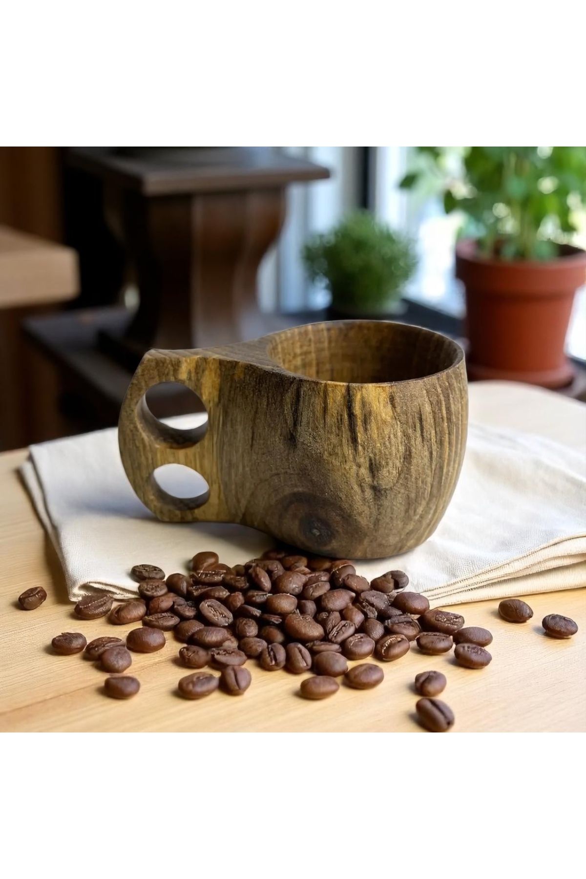 bohoostudio El Yapımı Ceviz Ağacından Kupa | Doğal Ahşap Kahve Kupası-El Yapımı Ceviz Kupası-Minimalist-hediye