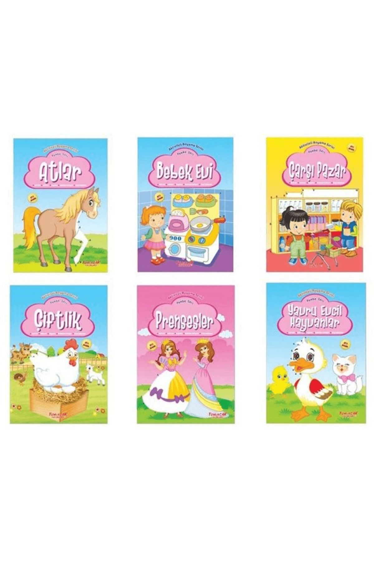 Yumurcak Yayınları Aktiviteli Boyama Kitabı - Pembe Seti (6 Kitap Takım)