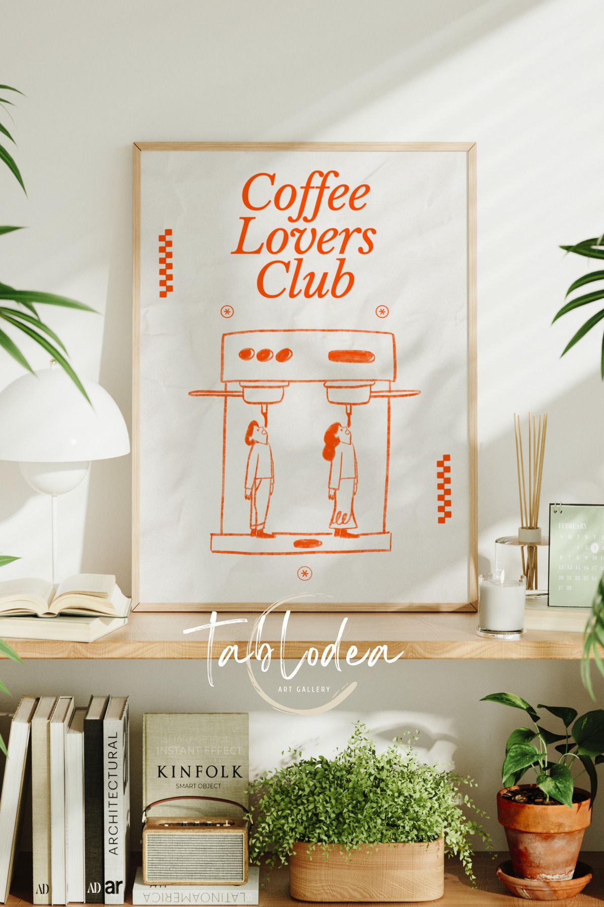 tablodea Modern Kahve Köşesi Dekoru Ahşap Çerçeveli Poster Tablo TD Minimalist Dekoratif Bohem Mutfak Tablosu