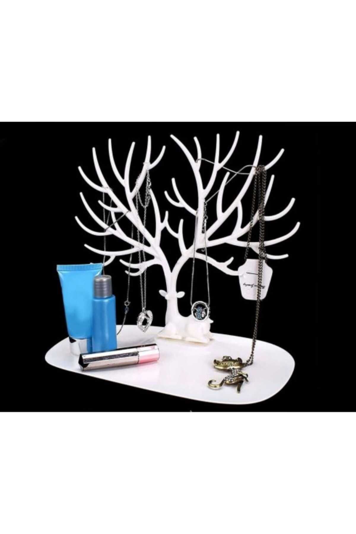 lawrenceshop Geyik Tasarımlı Beyaz Takı Standı Yüzük Küpe Kolye Askılığı Mücevher Organizer Askı Düzenleyici