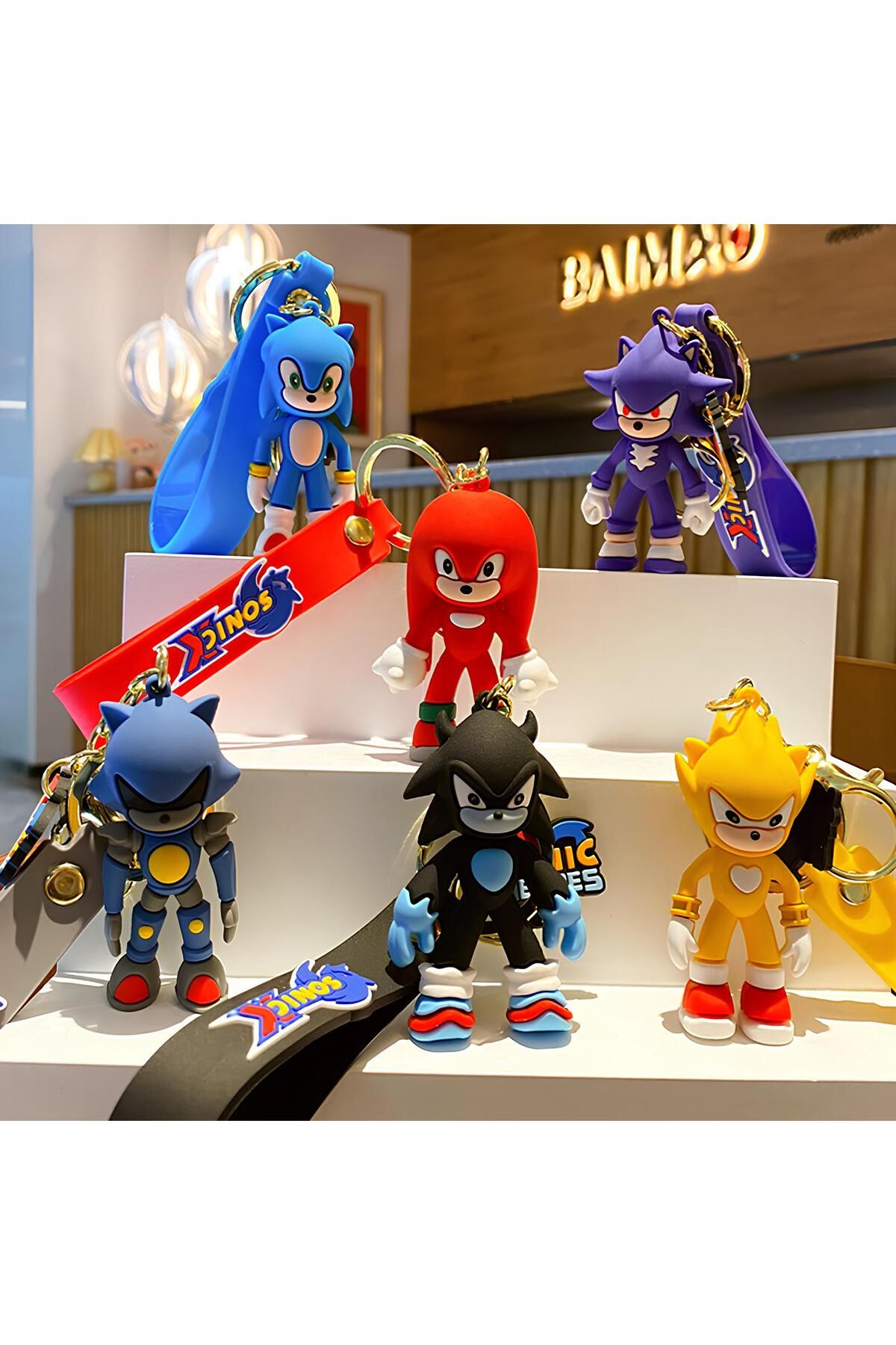 Wolawood Kirpi Sonic Anahtarlık 6'lı Set Özel Oyun Karakteri Figür Çanta Süsü Biblo Aksesuar Hediyelik Takım